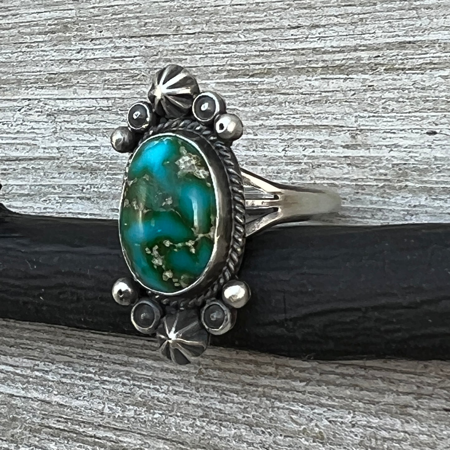 Size 10 Sonoran Gold turquoise sterling silver ring Maritta Benally 478