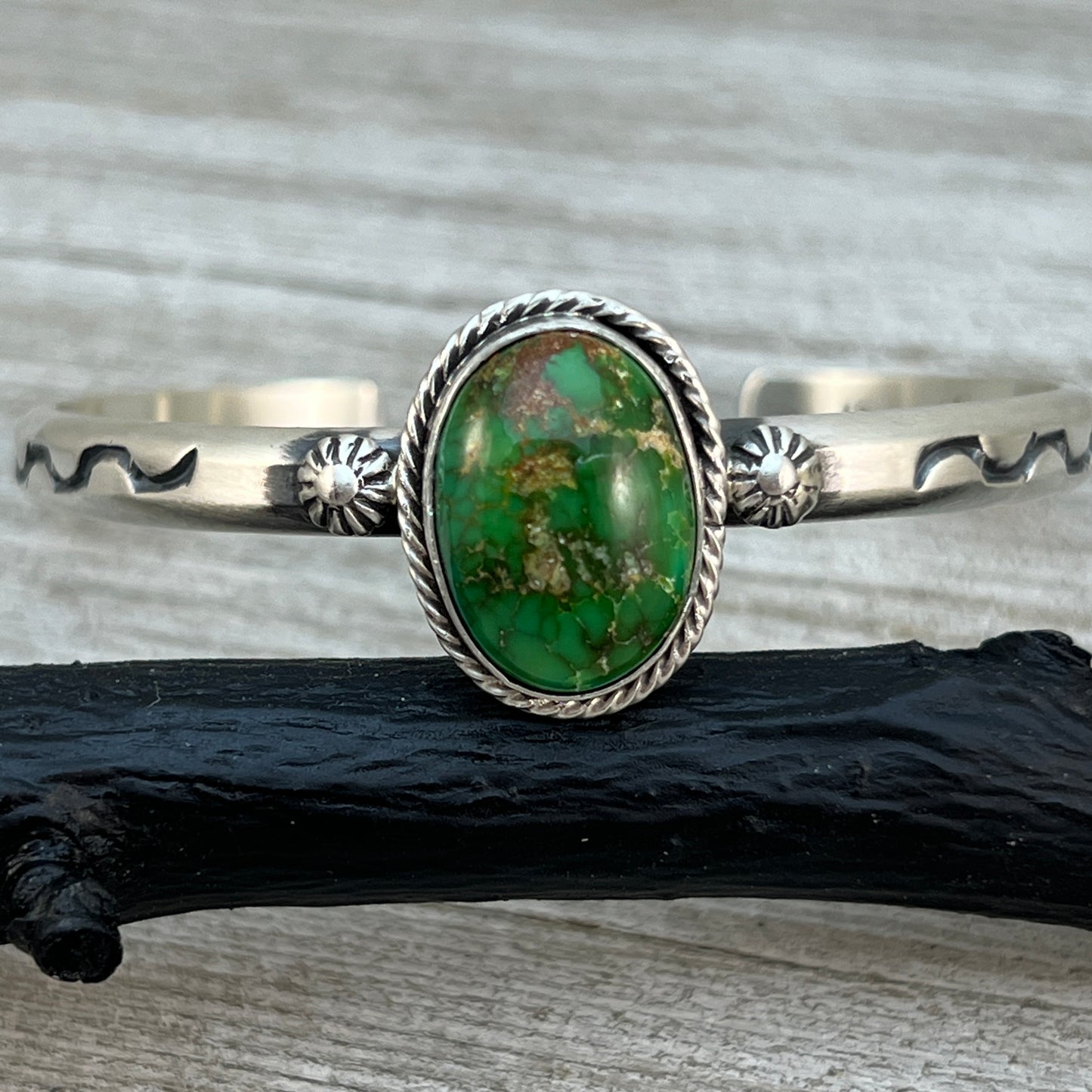 6 1/2" Sonoran Gold Turquoise Cuff Bracelet Navajo Samuel Yellowhair 470