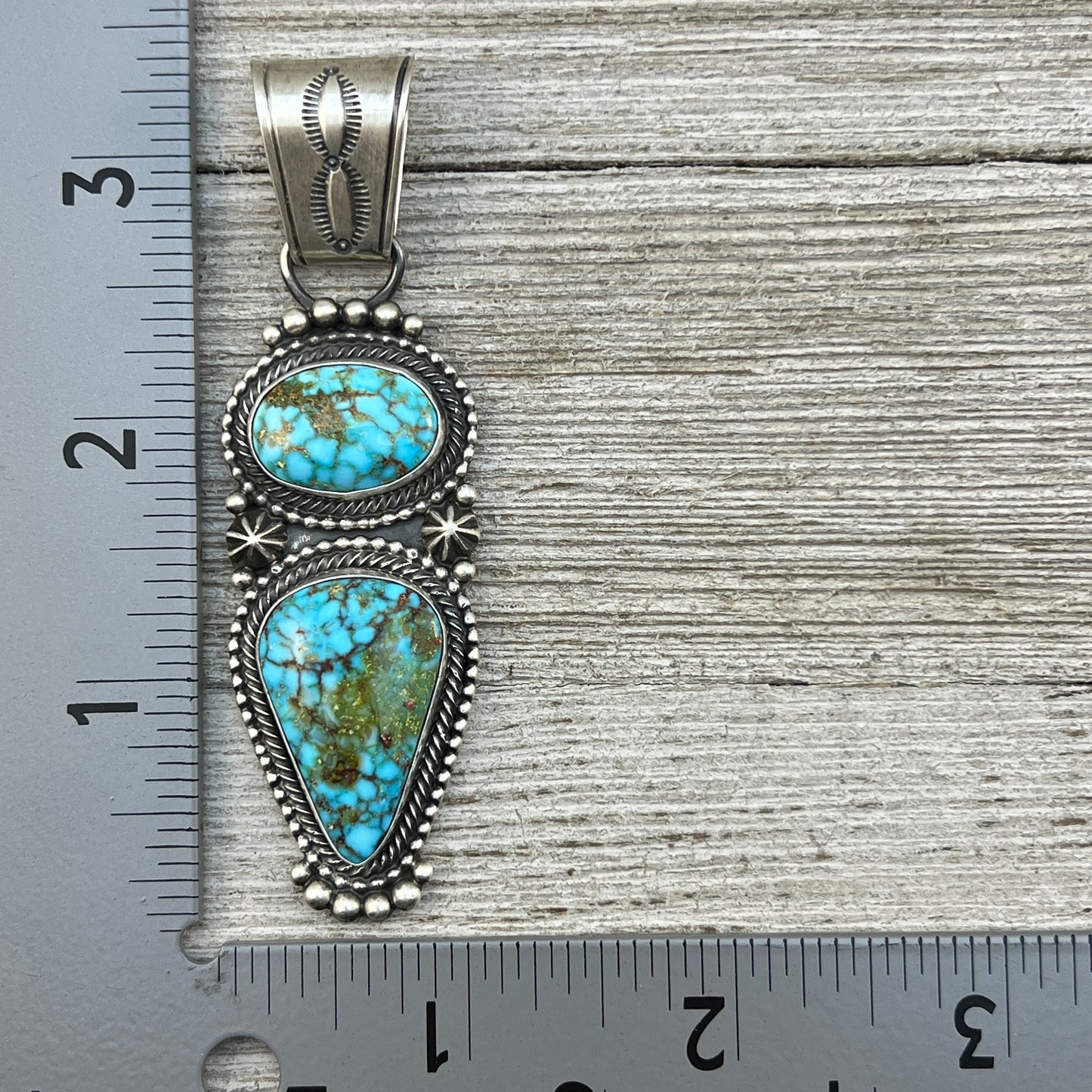Blue Kingman Turquoise Pendant 7 Navajo handmade Sterling Silver Tom Lewis