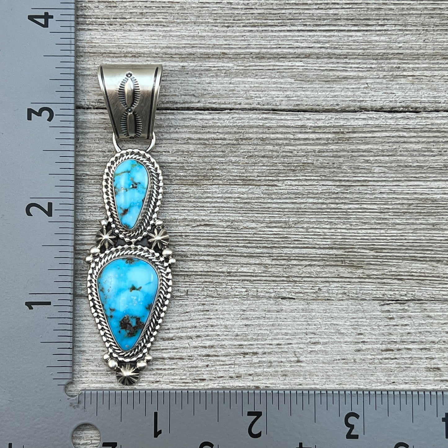 Blue Kingman Waterweb Turquoise Pendant 6 Navajo Sterling Silver Tom Lewis