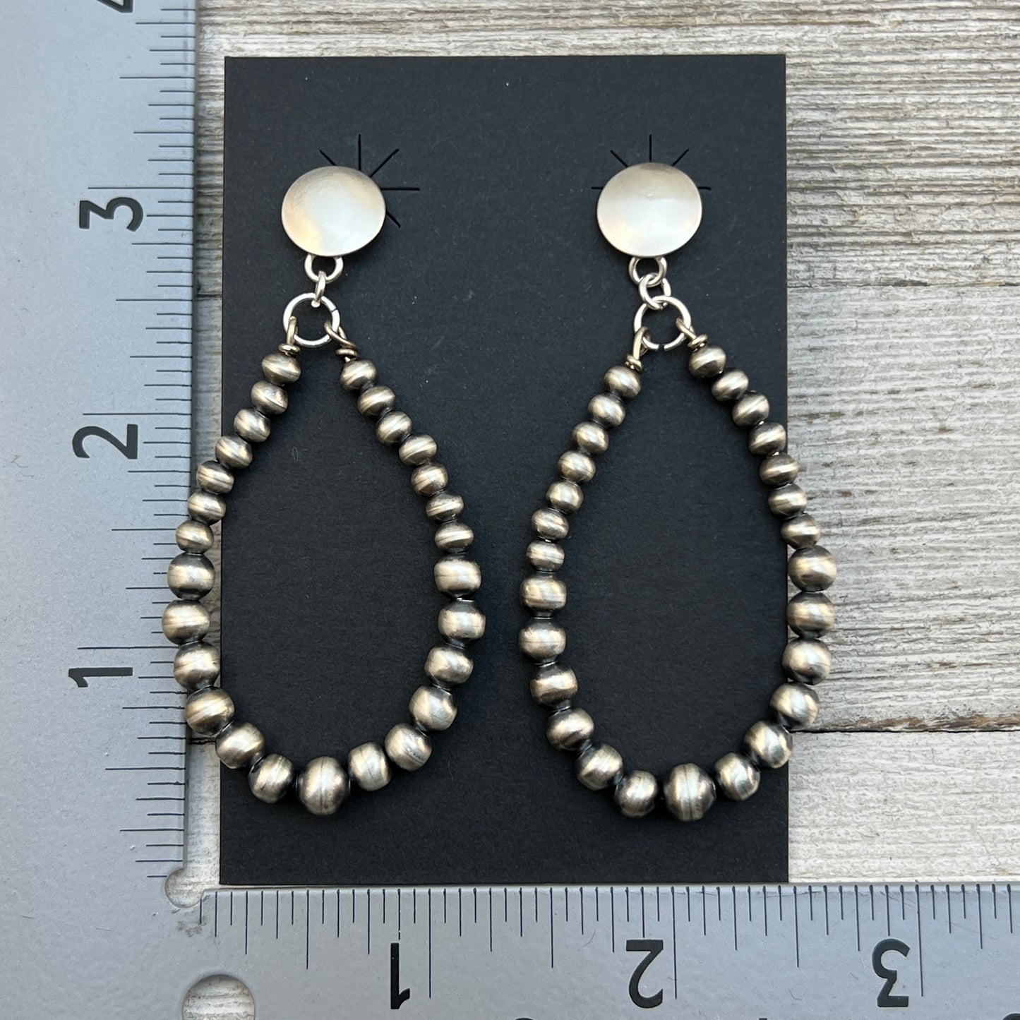 Sterling silver handmade Navajo Pearl Earrings, authentic Navajo handmade Dorinda Mariano