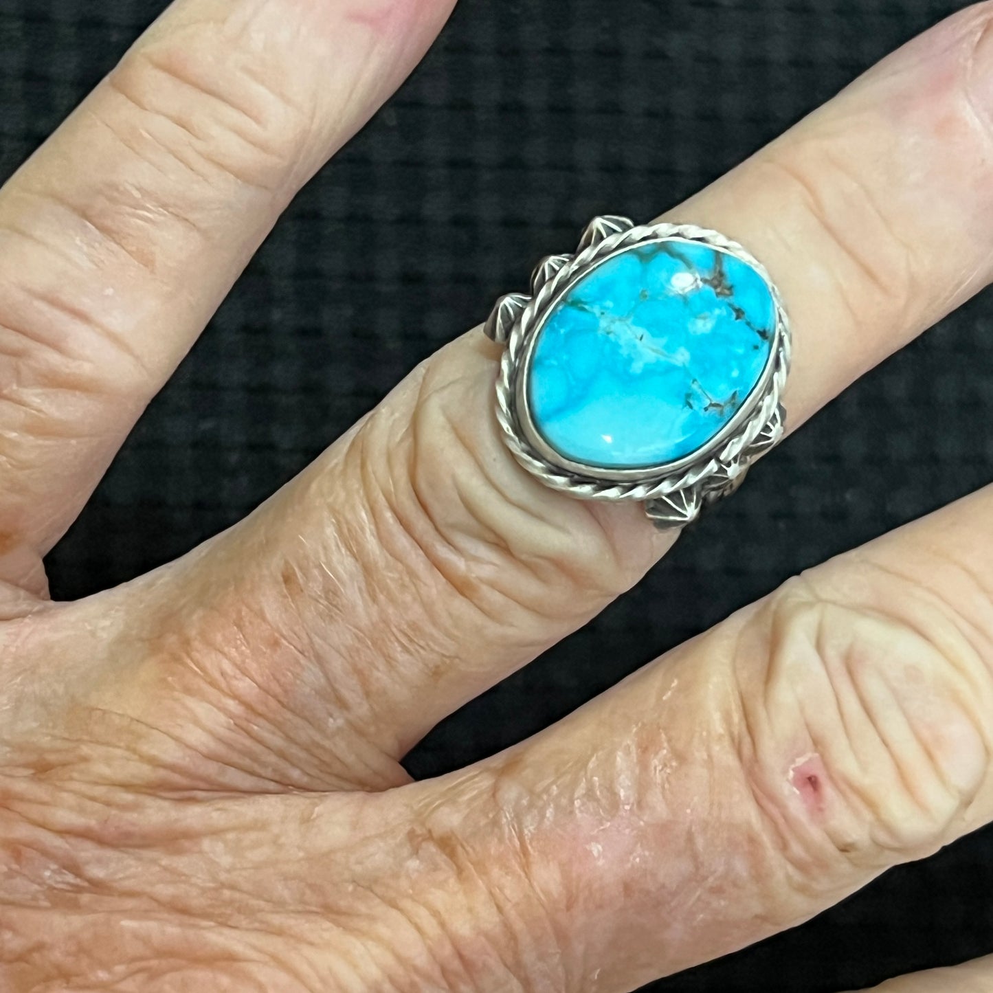 Size 6 Blue Kingman Turquoise Sterling Silver Ring Samuel Yellowhair Navajo