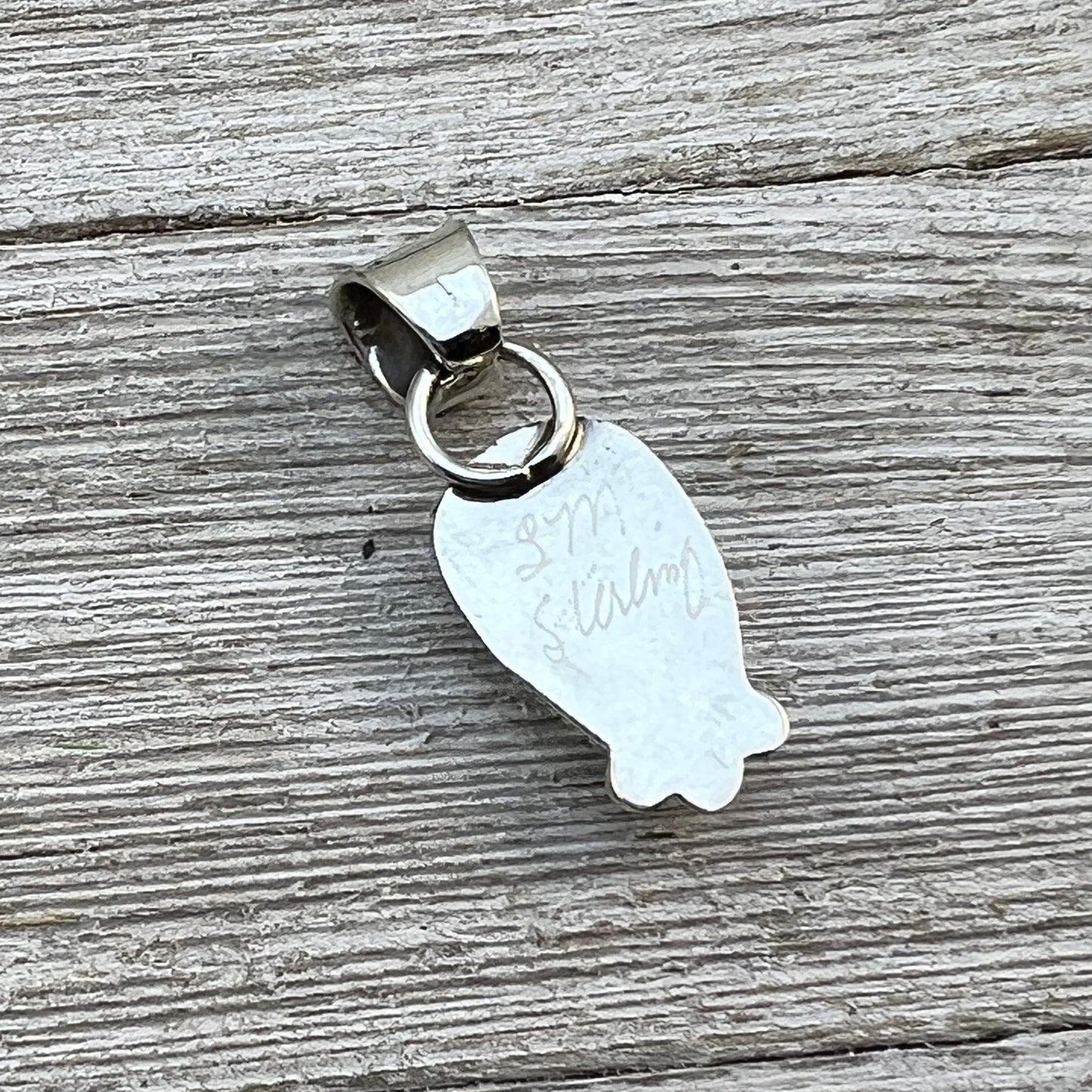Blue Kingman Turquoise pendant Navajo handmade Sharon McCarthy Sterling Silver 13