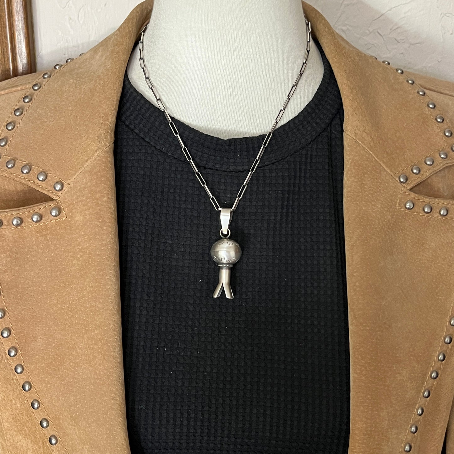 Squash Blossom pendant sterling silver Monica Smith Navajo 792