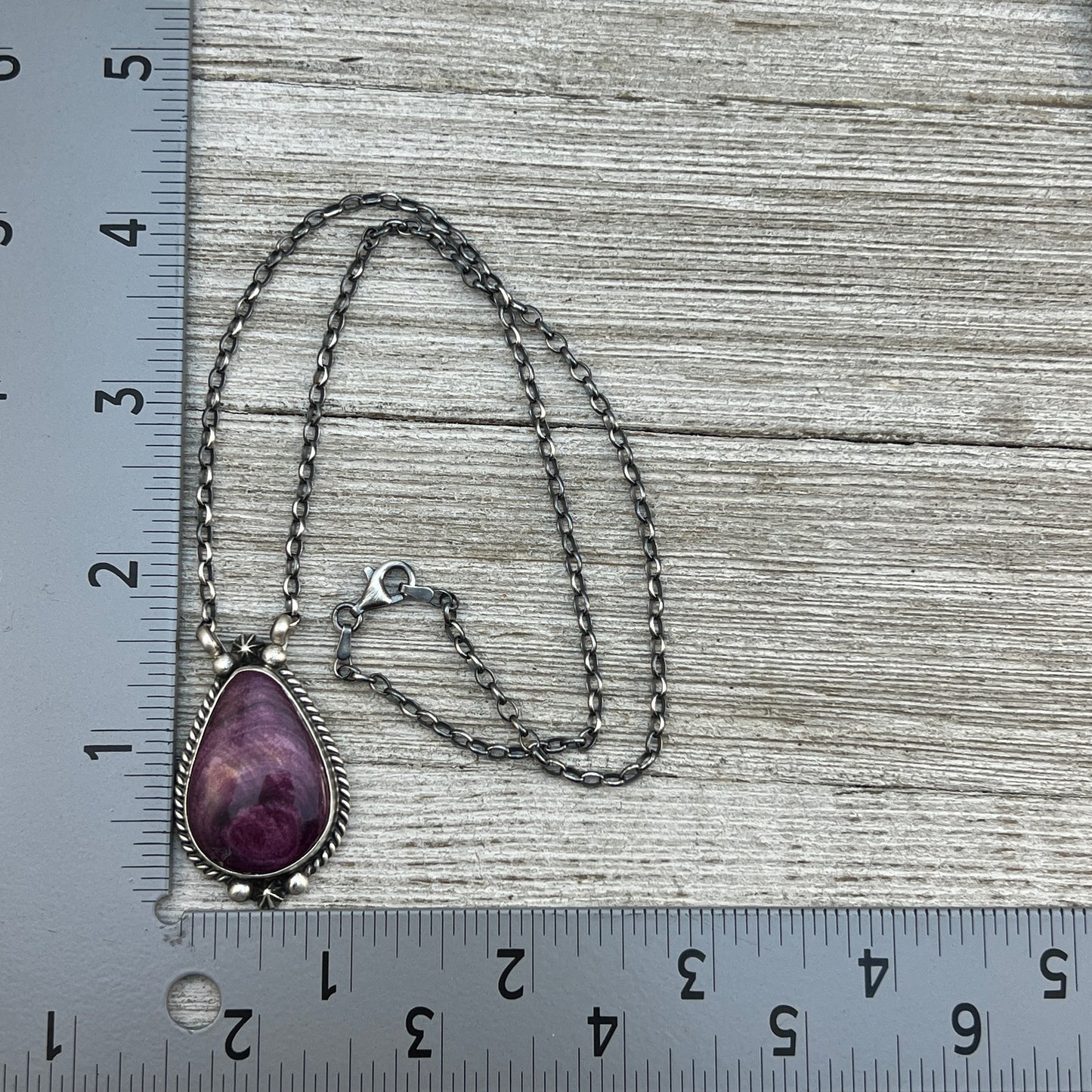 18" Purple Spiny Oyster Shell Necklace Choker Sterling silver Navajo Irene Kee