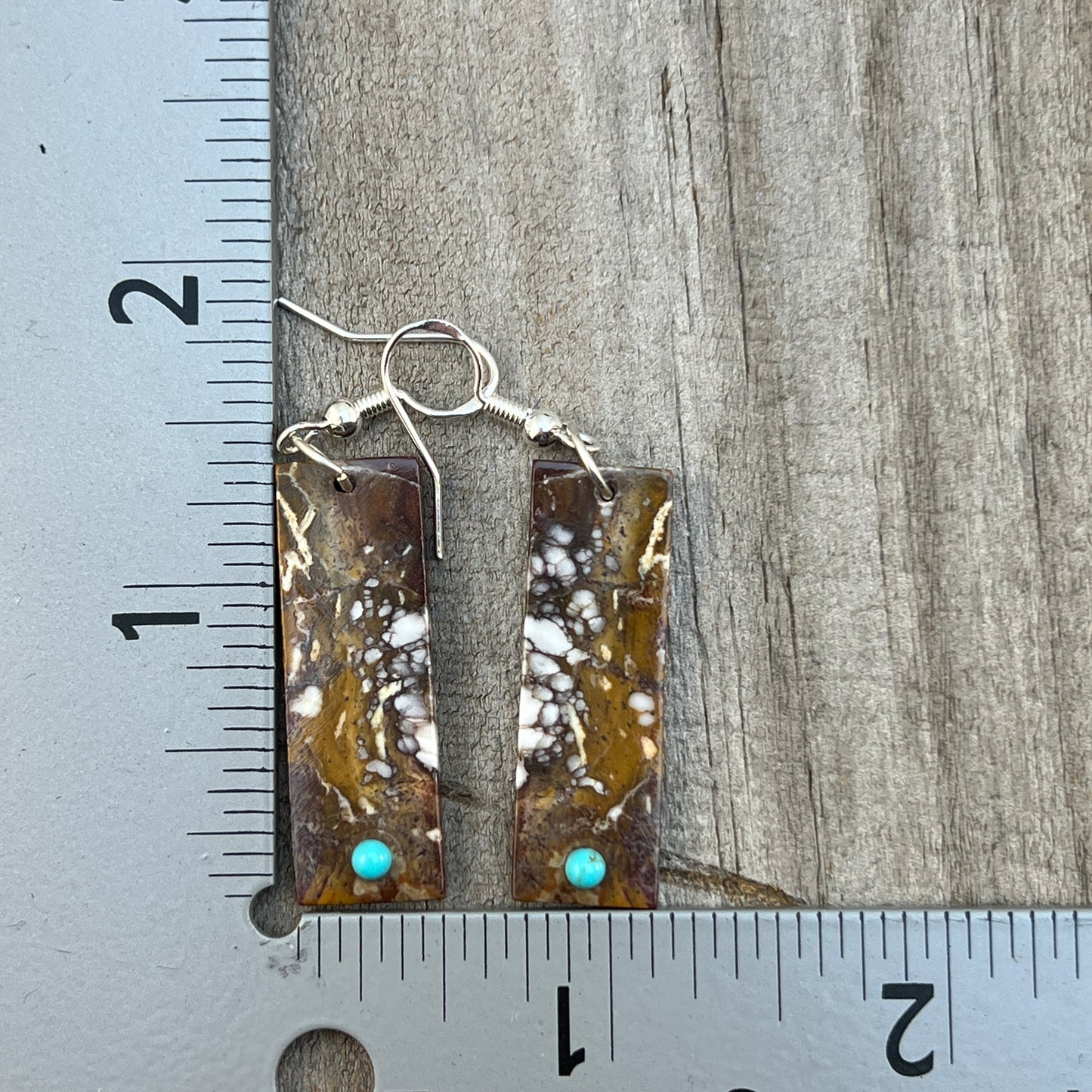 Wild Horse Slab Earrings Turquoise Zuni handmade Jesus Espino 677