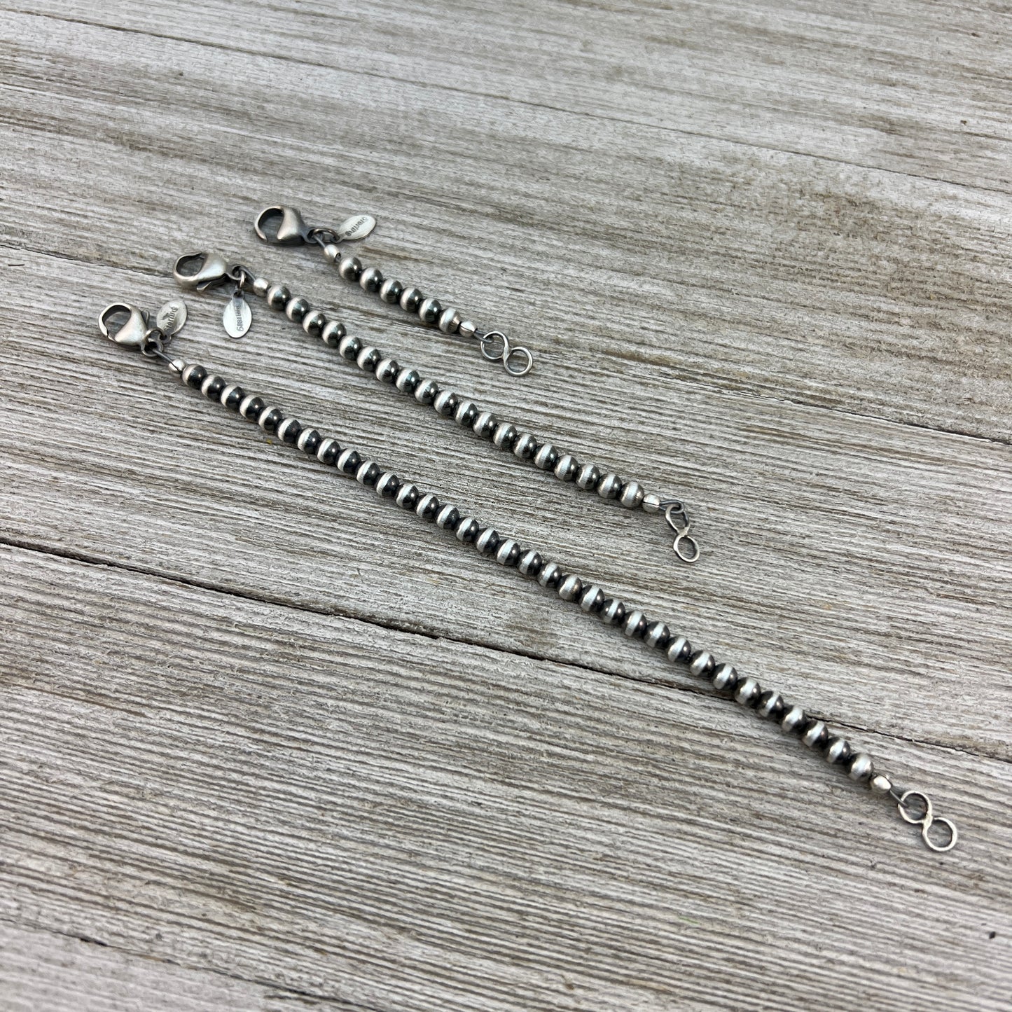 Sterling silver oxidized 4mm Bead extension Chain, Necklacer Extender, Southwest Pearls