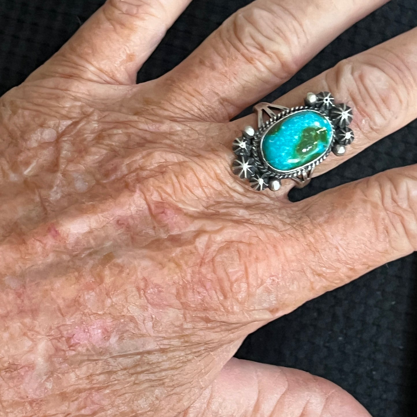 Size 8.5 Sonoran Gold turquoise sterling silver ring Maritta Benally 480