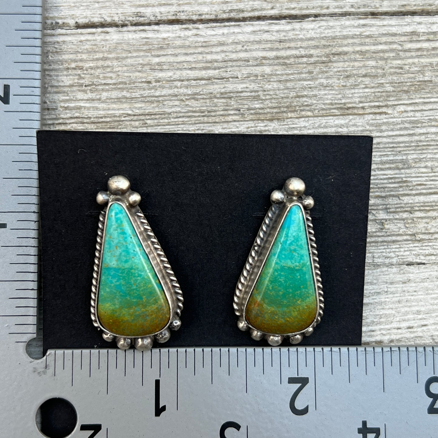 Green Royston Turquoise stud earrings sterling silver Elouise Kee