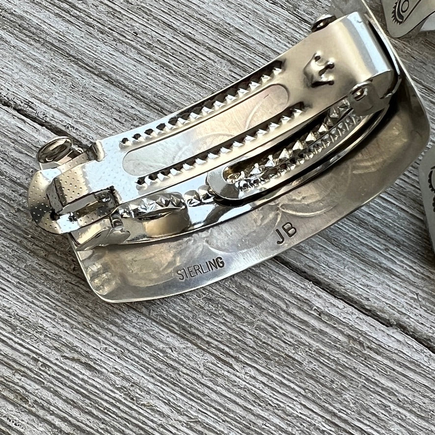Sterling silver Blue Kingman turquoise Hair Barrette Navajo handmade Jolene Begay 6