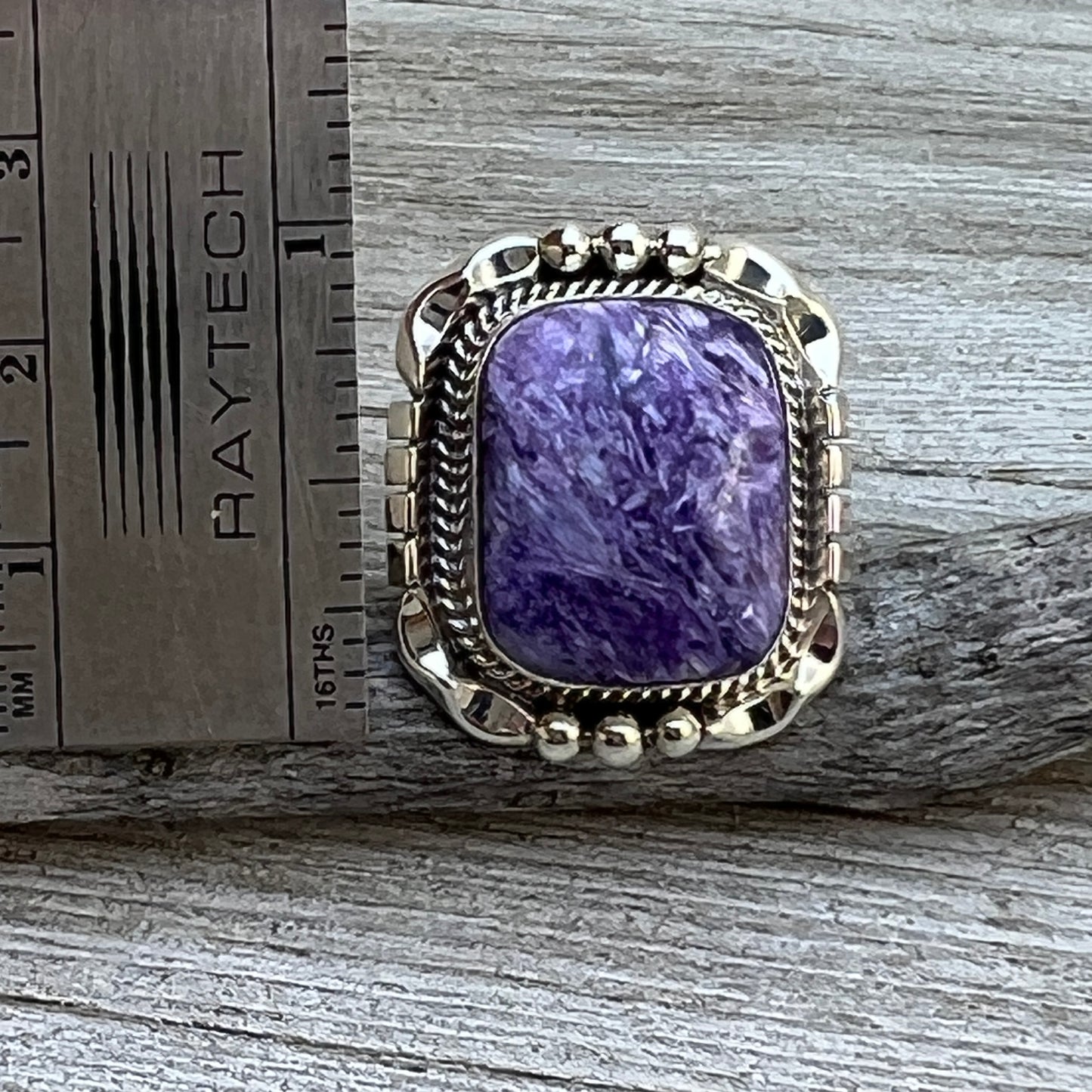 Size 6 Charoite sterling silver handmade ring #8 Navajo Samuel Yellowhair