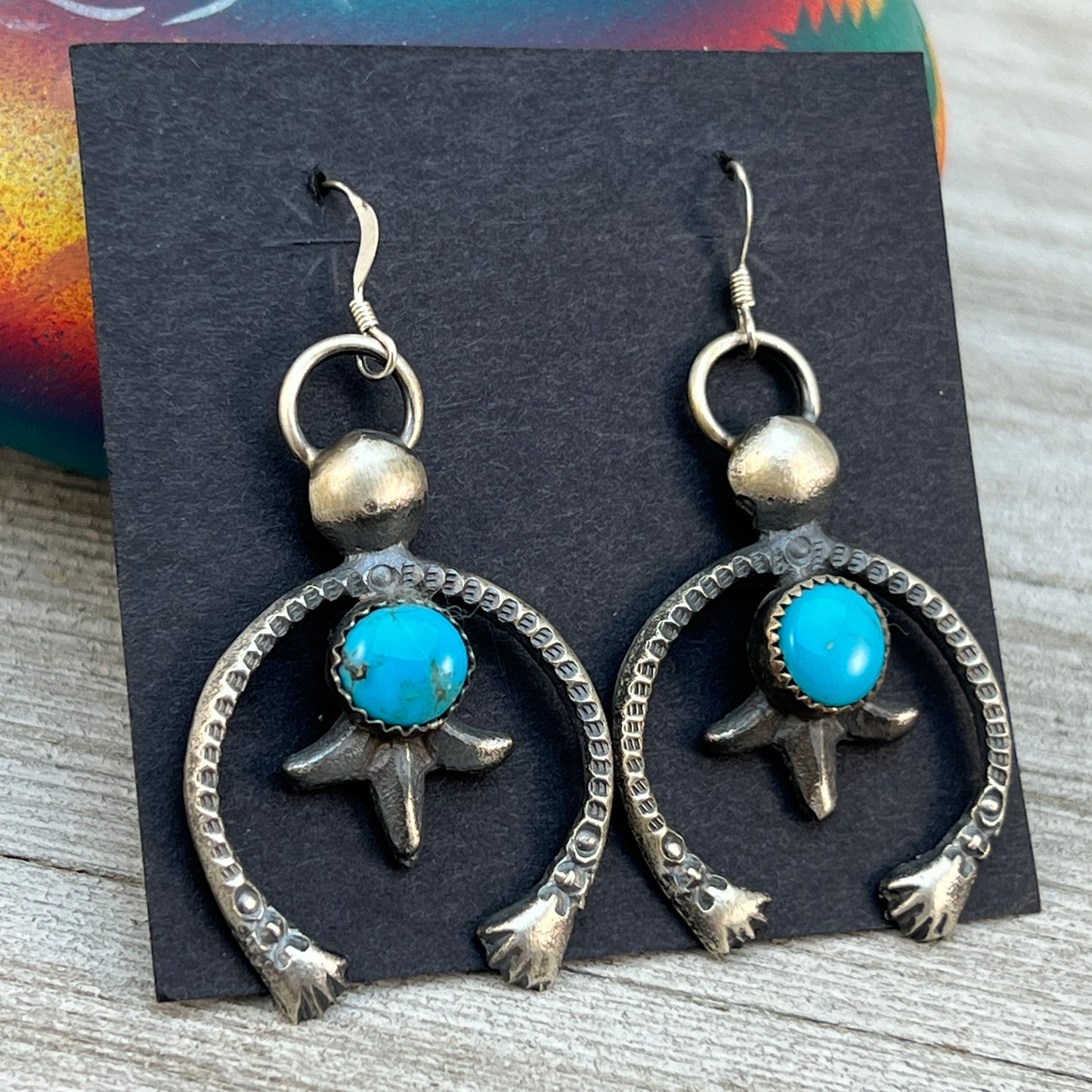 Tufa cast Naja earrings, sterling silver turquoise Navajo Eva & Linberg Billah