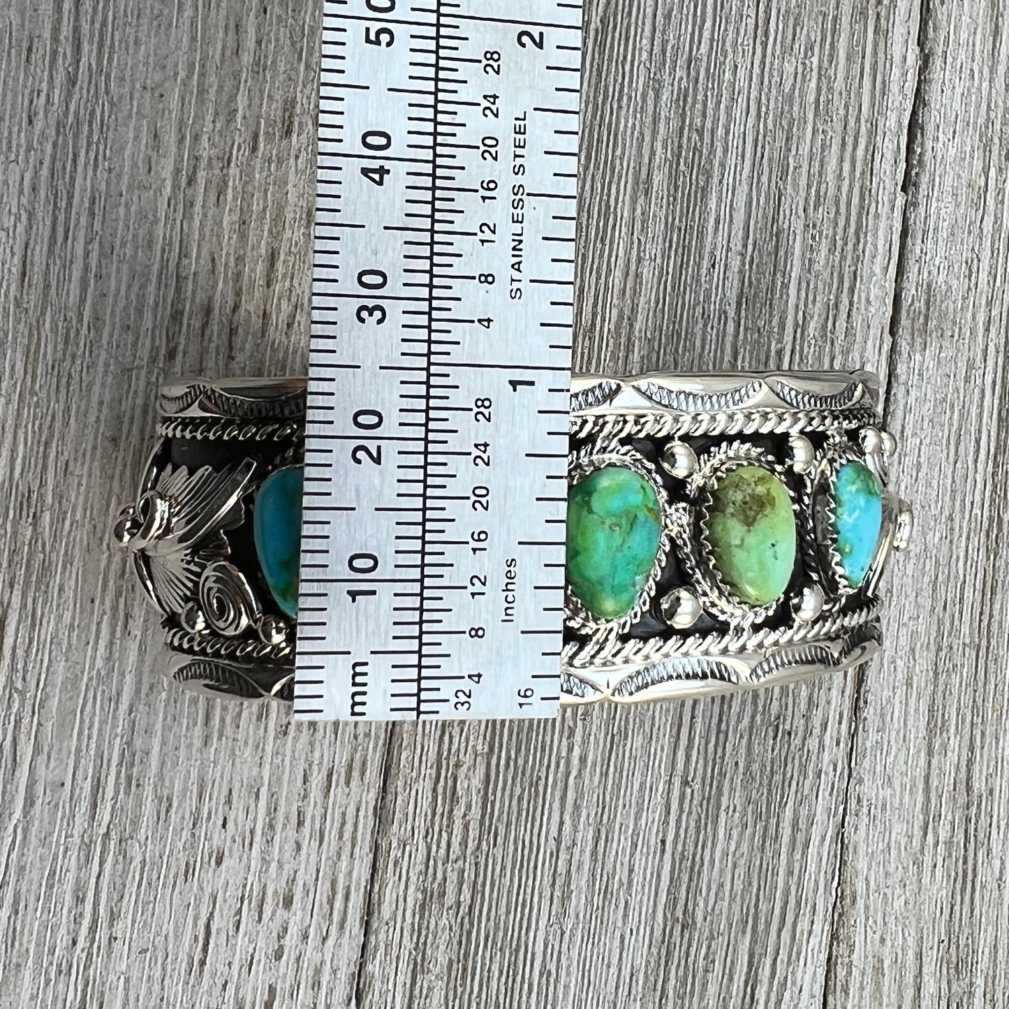 6.75" Sonoran Turquoise Cuff Bracelet, Sterling Silver Navajo Darrell Morgan #6