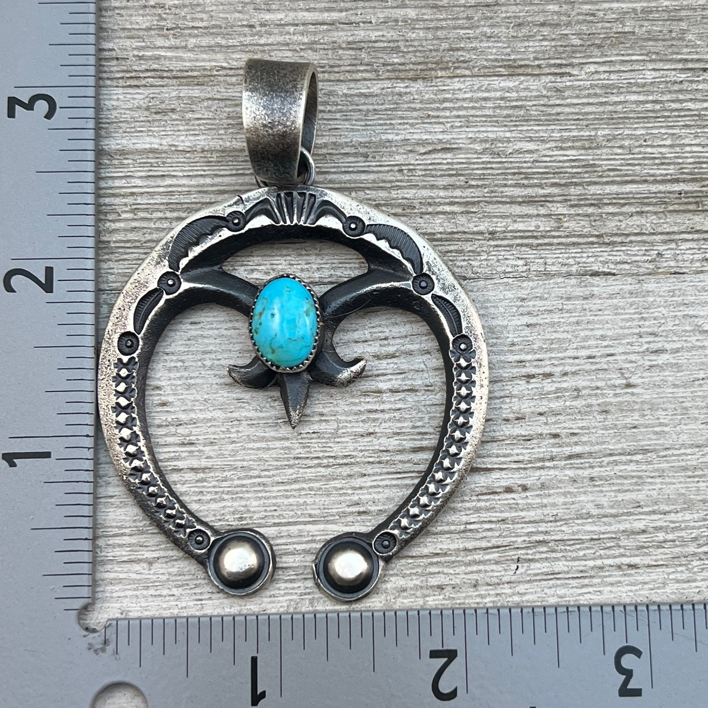 Tufa Cast Naja pendant sterling silver turquoise Navajo Eva and Linberg Billah 3