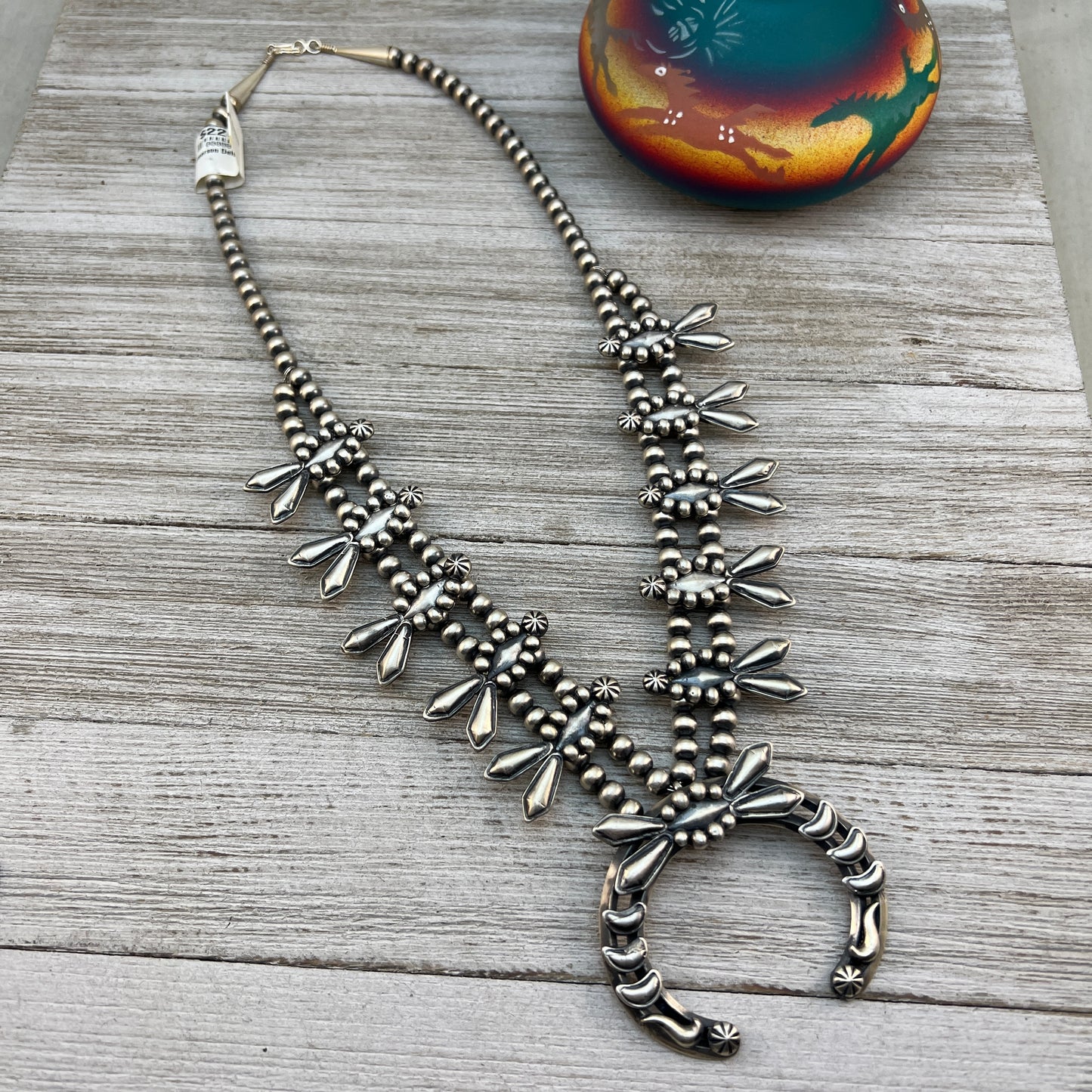 Navajo sterling silver squash blossom necklace Emerson Delgarito