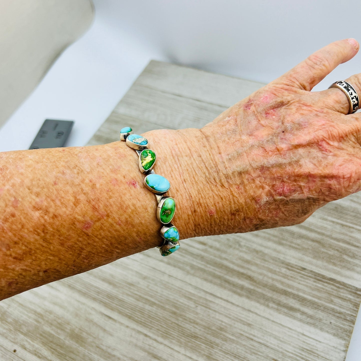 6 1/2" Sonoran Gold polychrome Turquoise cuff bracelet sterling silver Verley Betone BR22