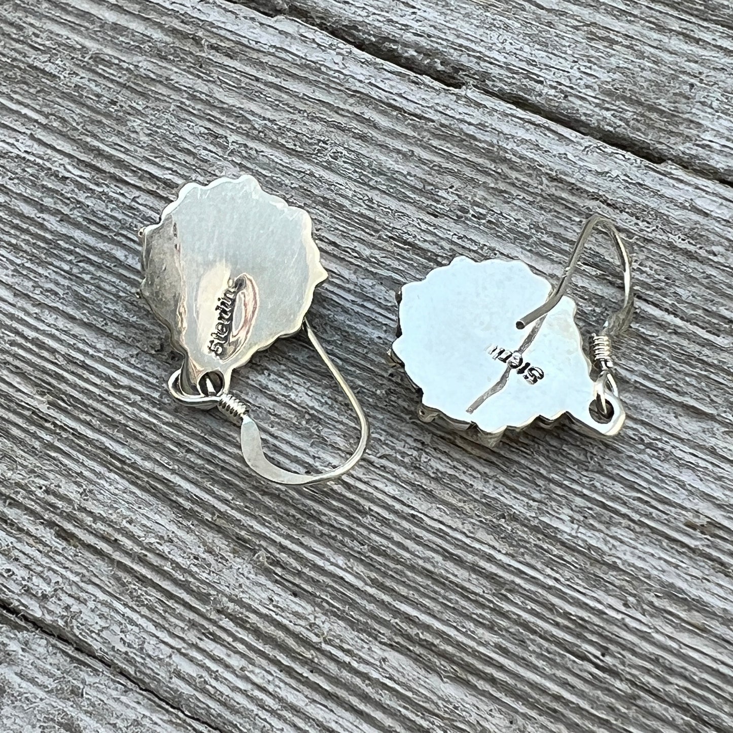 Dainty blue Opal Dangle earrings, small handmade Sterling Silver