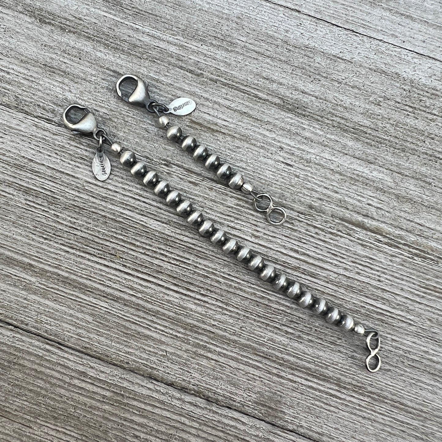 Sterling silver oxidized 4mm Bead extension Chain, Necklacer Extender, Southwest Pearls