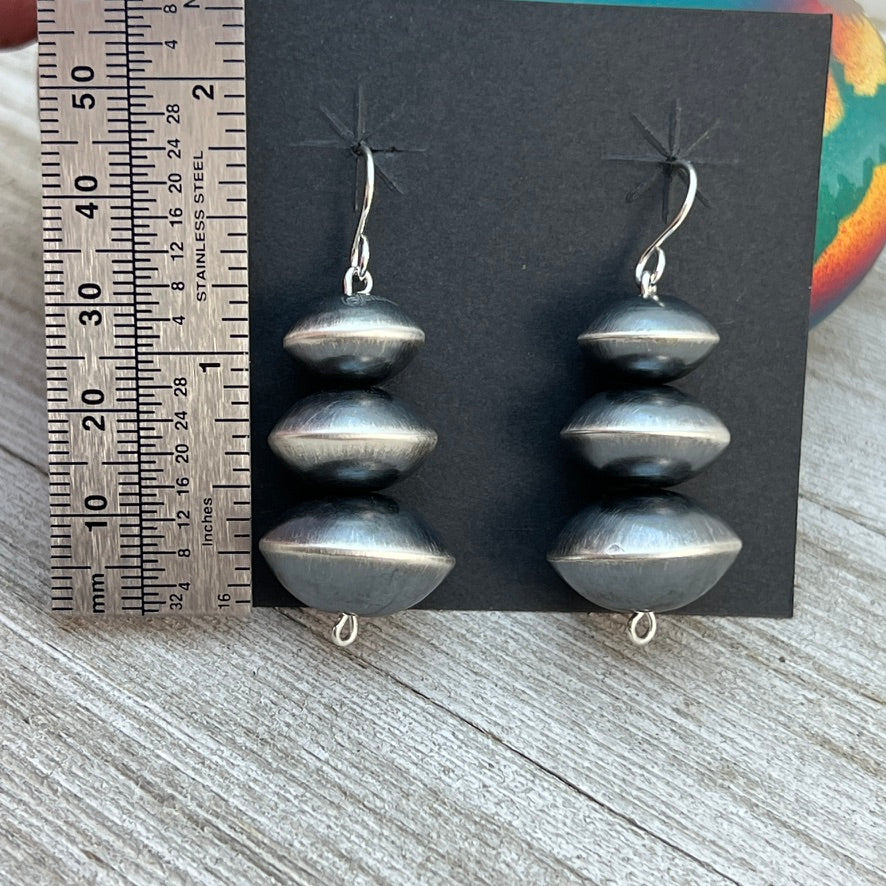 Handmade Sterling silver Navajo Pearls Earrings by Navajo artist, Tonisha Haley, signed