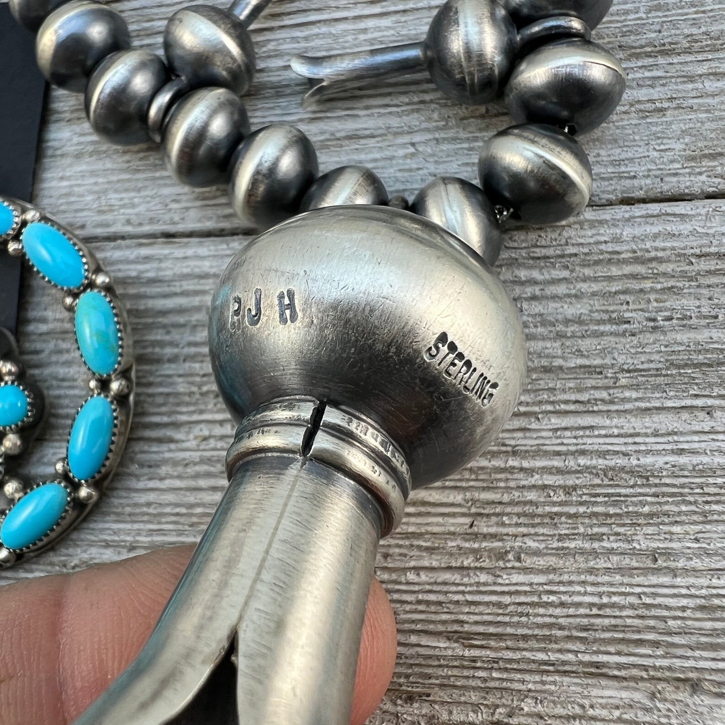 22" Handmade sterling silver Navajo Beads by Preston Haley Squash Blossom Necklace