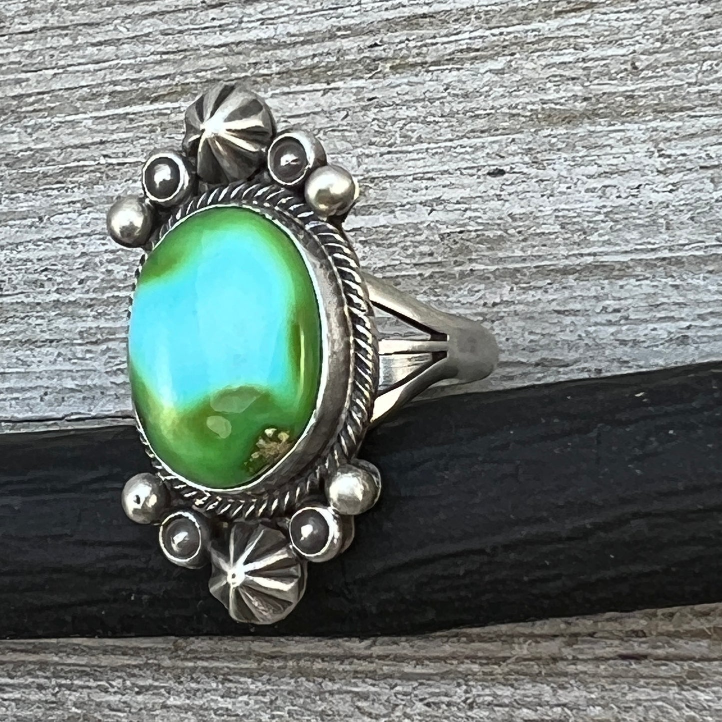 Size 7 Sonoran Gold turquoise sterling silver ring Maritta Benally 487