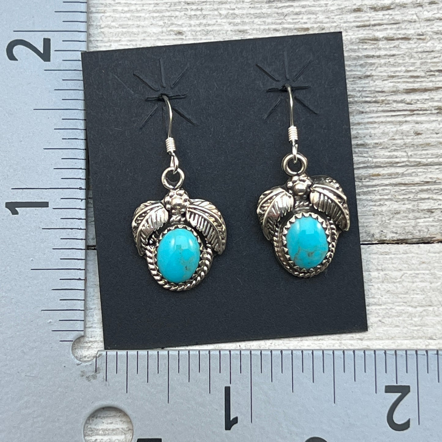 Small Turquoise dangle earrings sterling silver turquoise Sharon McCarthy 417