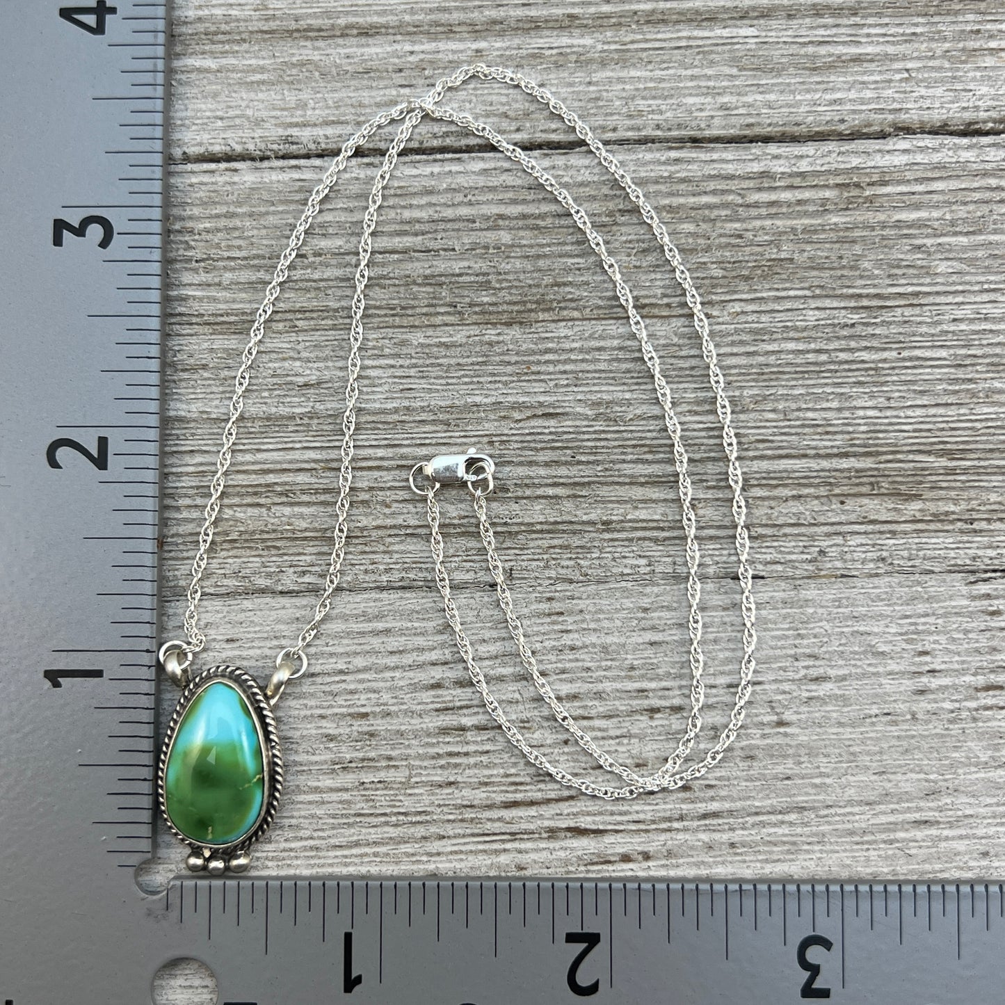 18 1/2" Sonoran Gold Turquoise Sterling silver Necklace Navajo handmade Sharon McCarthy