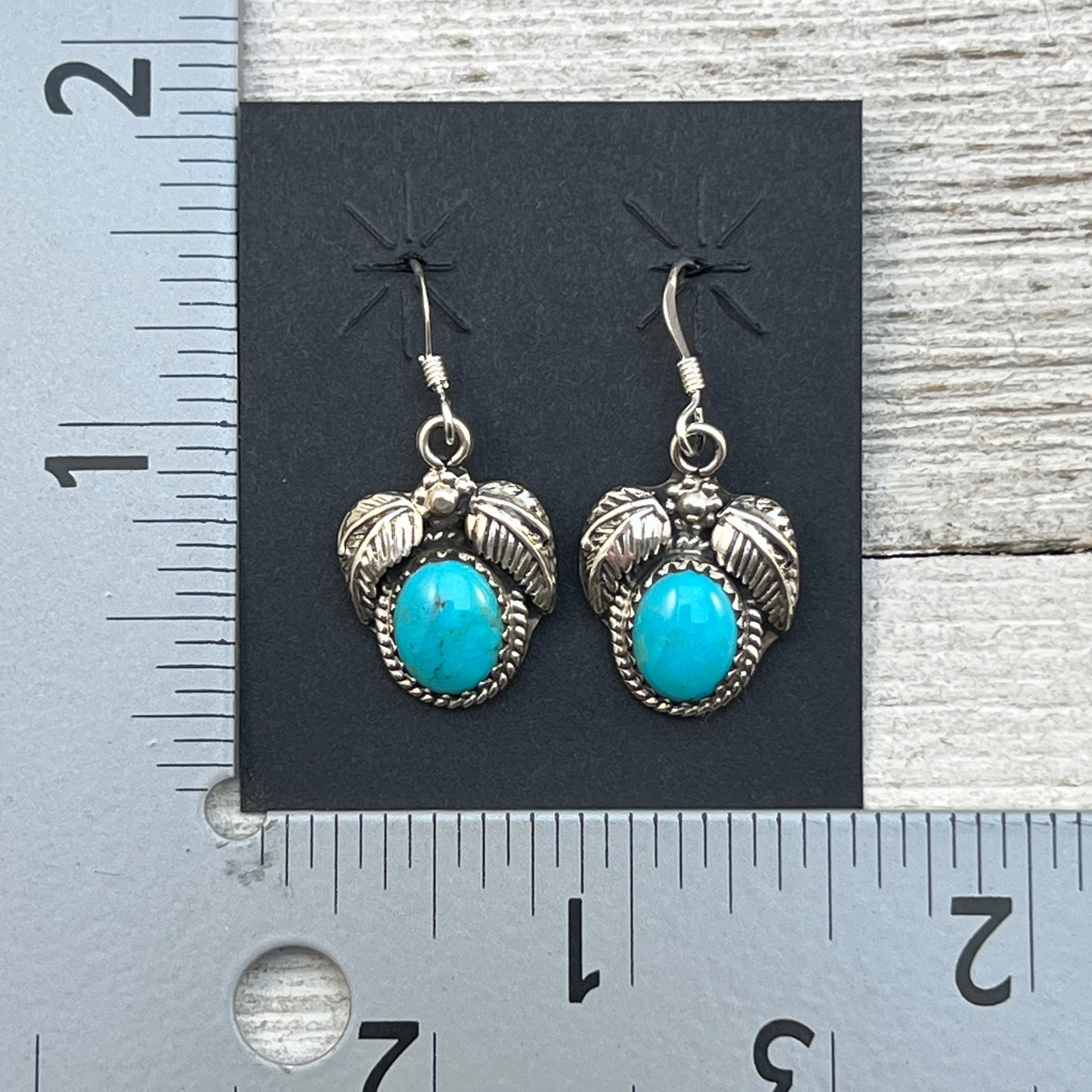 Small Turquoise dangle earrings sterling silver turquoise Sharon McCarthy 418