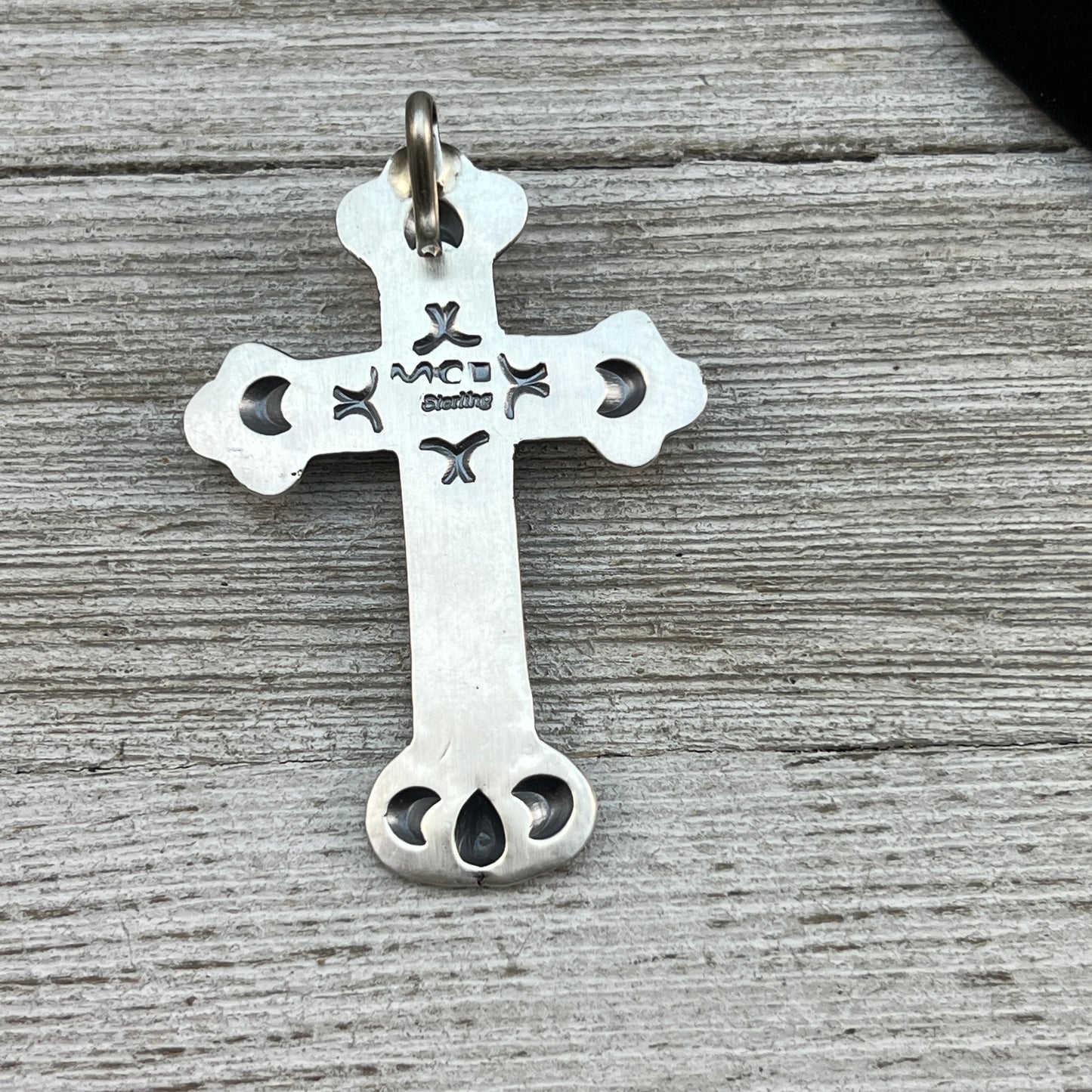 Turquoise Cross Pendant Sterling Silver Navajo handmade Martha Cayatineto