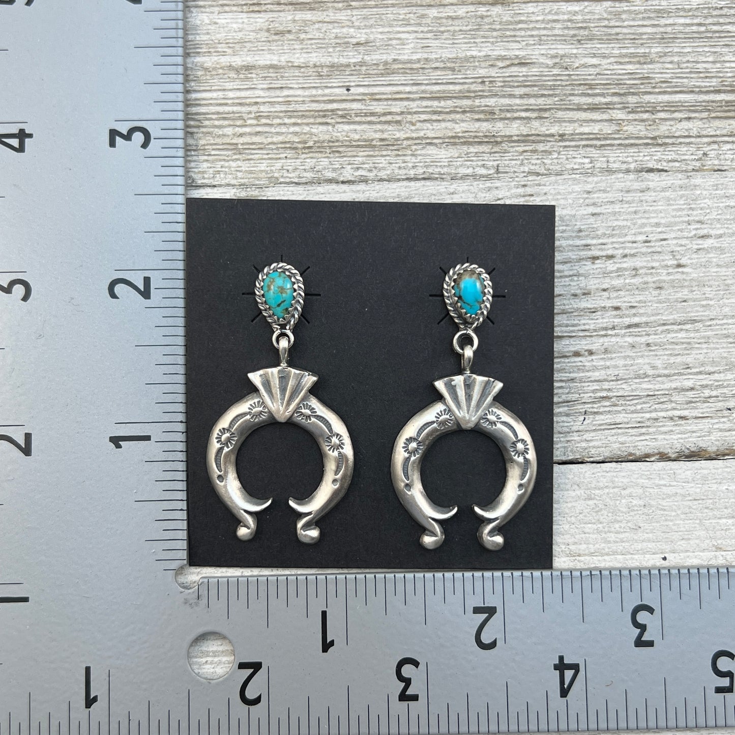 Turquoise naja earrings sterling silver Navajo Adrienne Gordon 450