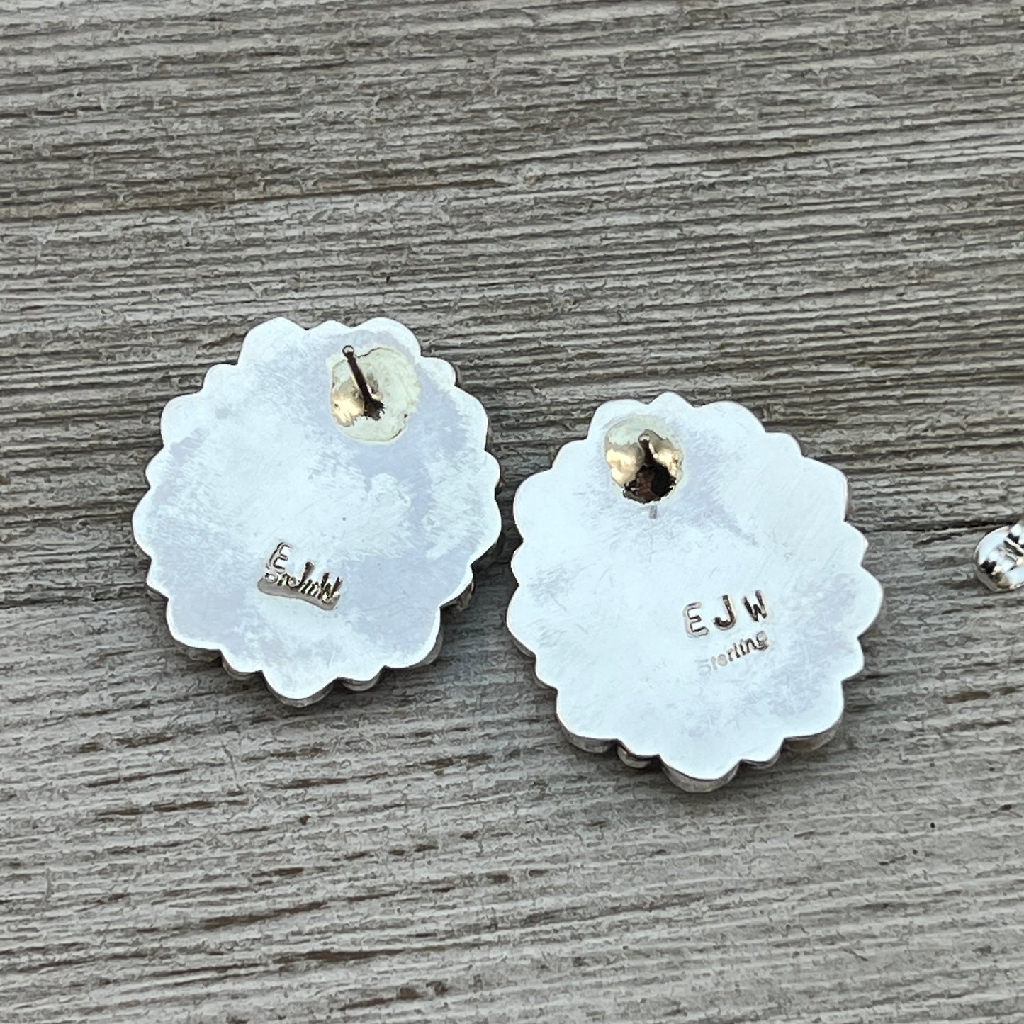 Blue Turquoise petit point cluster stud Earrings sterling silver Navajo Eunise Wilson