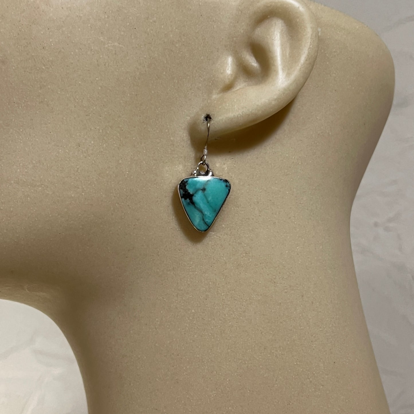 Sterling silver varisite dangle earrings Navajo handmade Arlene Lewis 2