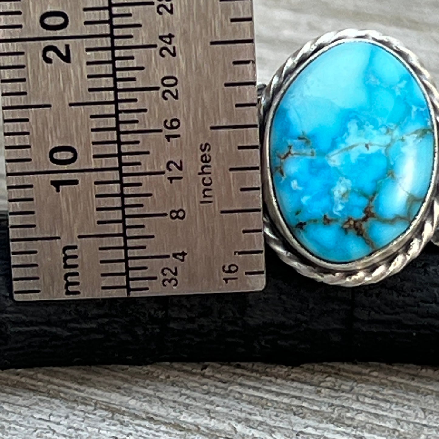Size 6 Blue Kingman Turquoise Sterling Silver Ring Samuel Yellowhair Navajo