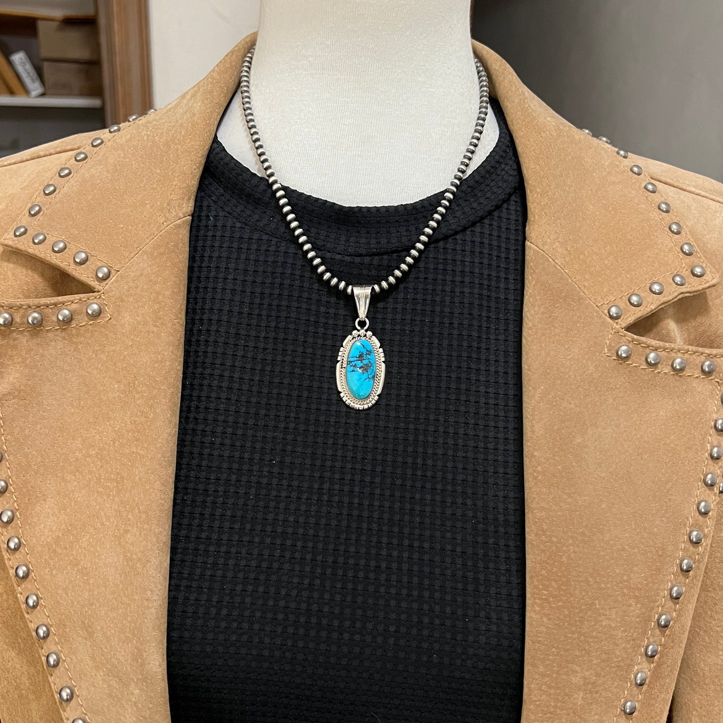 Sleeping Beuaty Pendant Navajo Samuel Yellowhair sterling silver