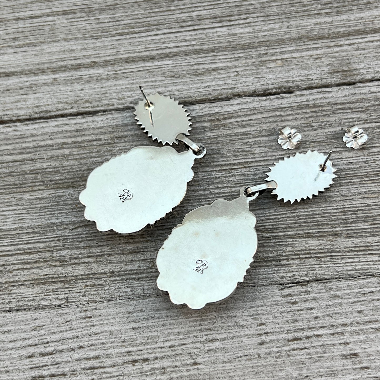 Gorgeous Blue Turquoise Drop Earrings, Navajo handmade sterling silver Angie Platero