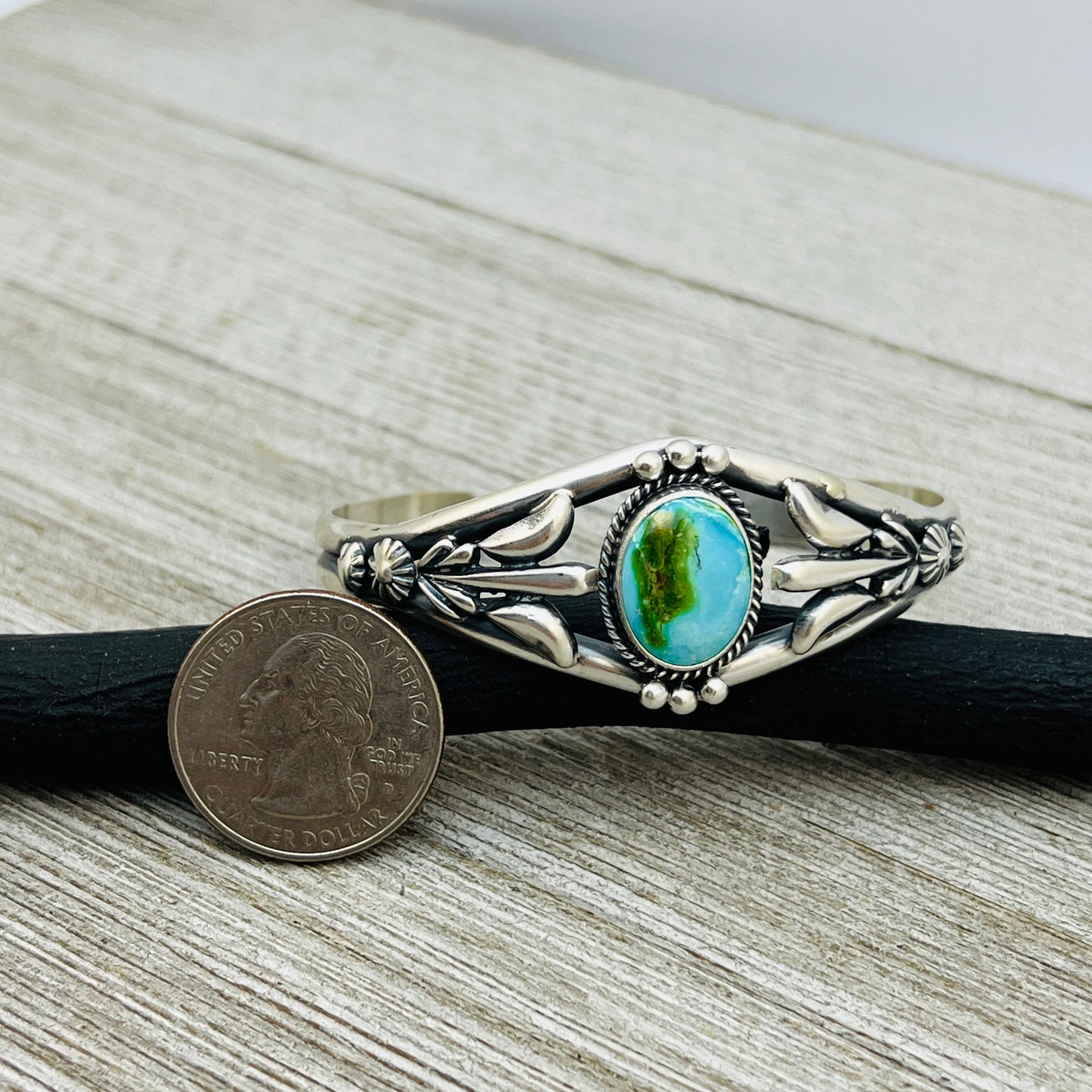 6 1/4" Sonoran Gold polychrome Turquoise cuff bracelet sterling silver Samuel Yellowhair BR9