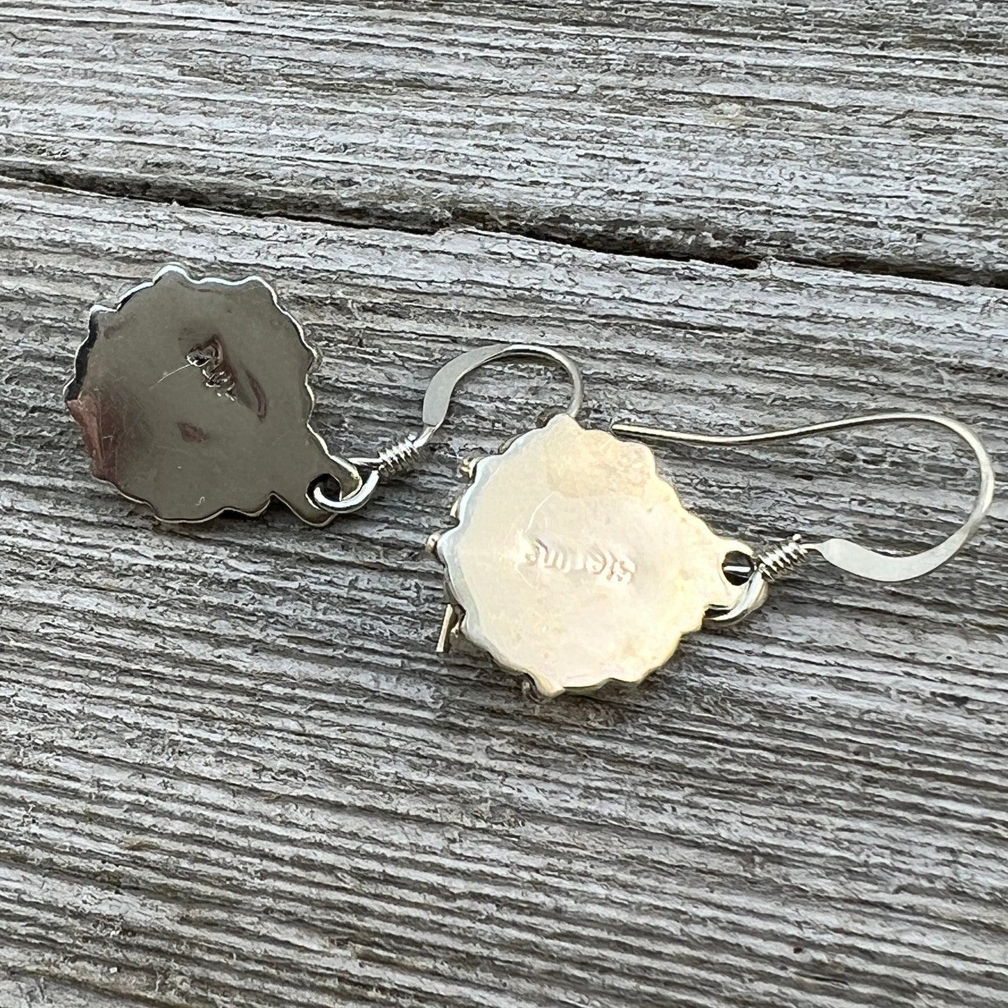 Dainty blue Opal Dangle earrings, small handmade Sterling Silver