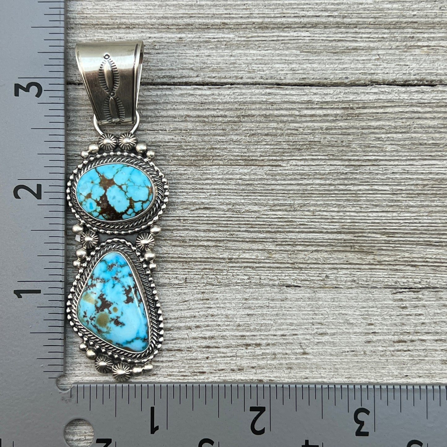 Beautiful Blue Kingman Turquoise Pendant 5 Navajo Sterling Silver Tom Lewis