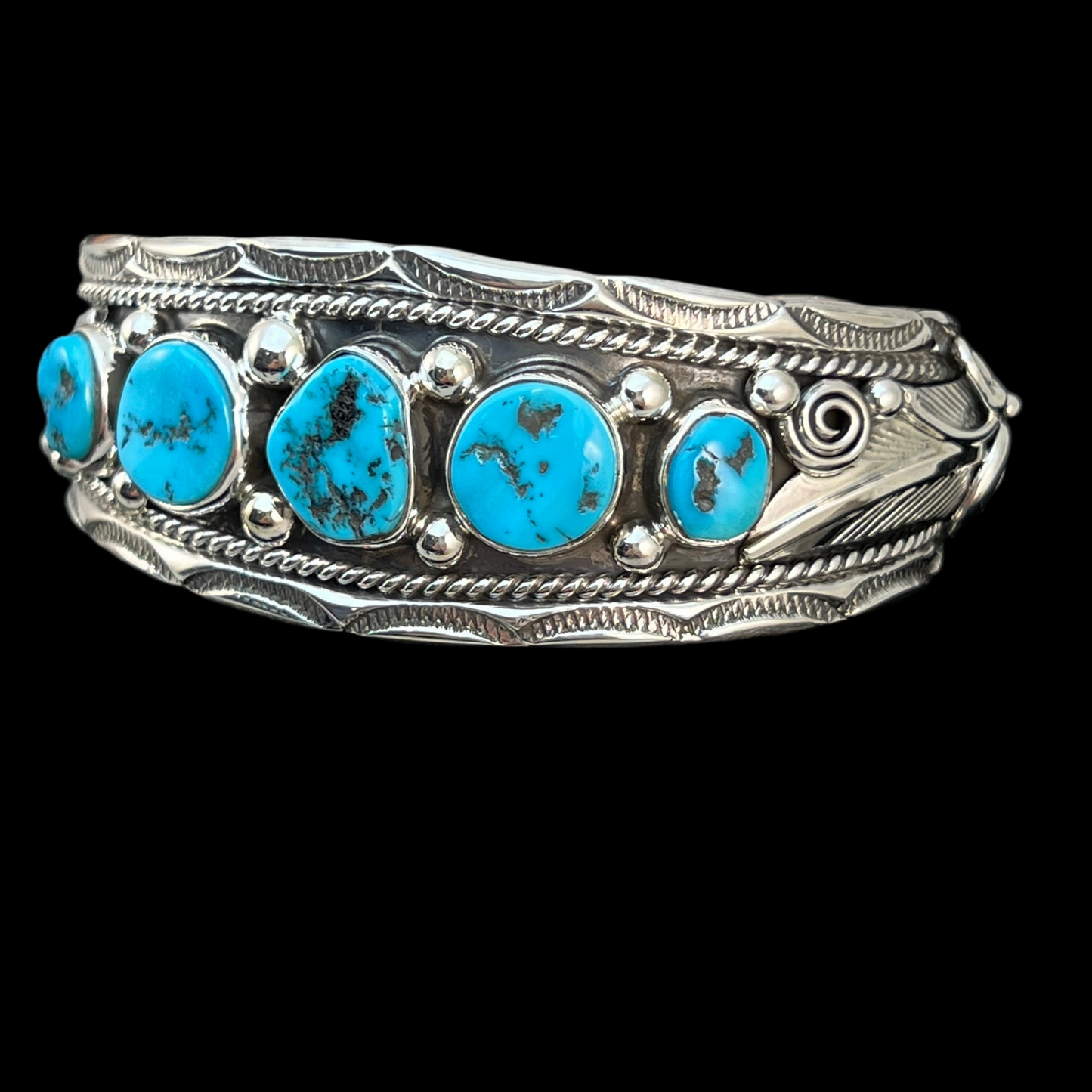 Sleeping Beauty Turquoise Cuff Bracelet, Sterling Silver Navajo 6 1/2" Darrell Morgan 2