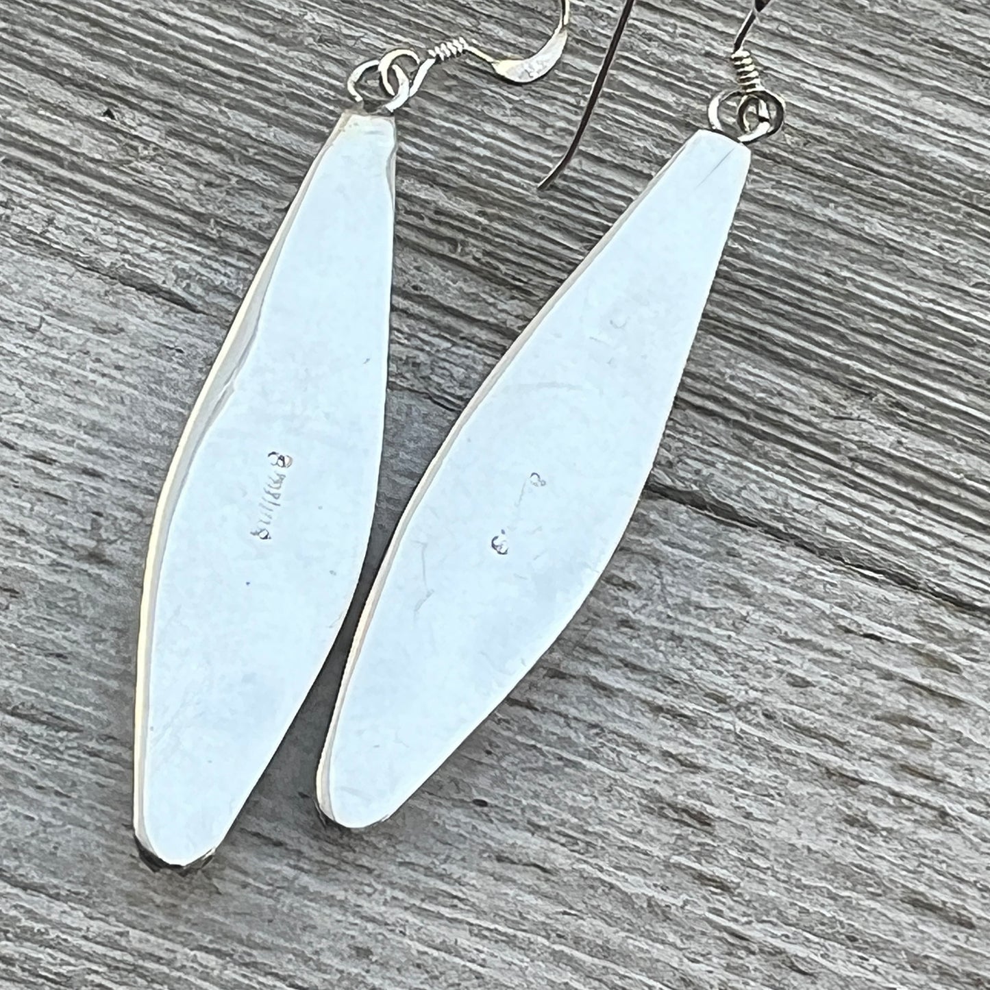 7/8" Blue Turquoise Earrings Navajo handmade by Paul Largo sterling silver 3