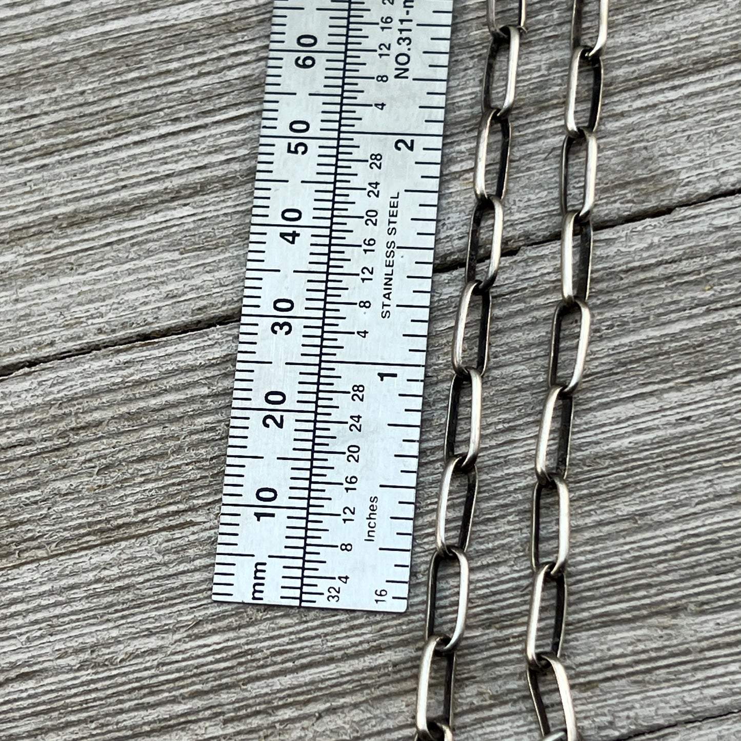 16" Sterling Silver Navajo Handmade Paper Clip Link Chain necklace Sally Shurley