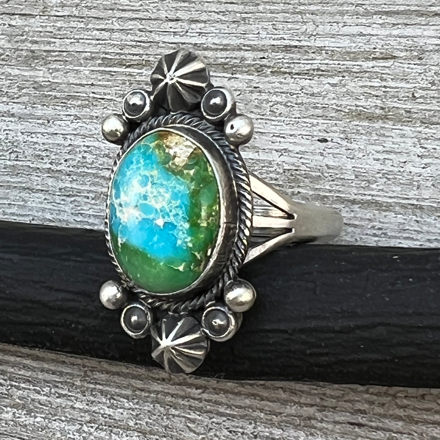 Size 10 Sonoran Gold turquoise sterling silver ring Maritta Benally 479