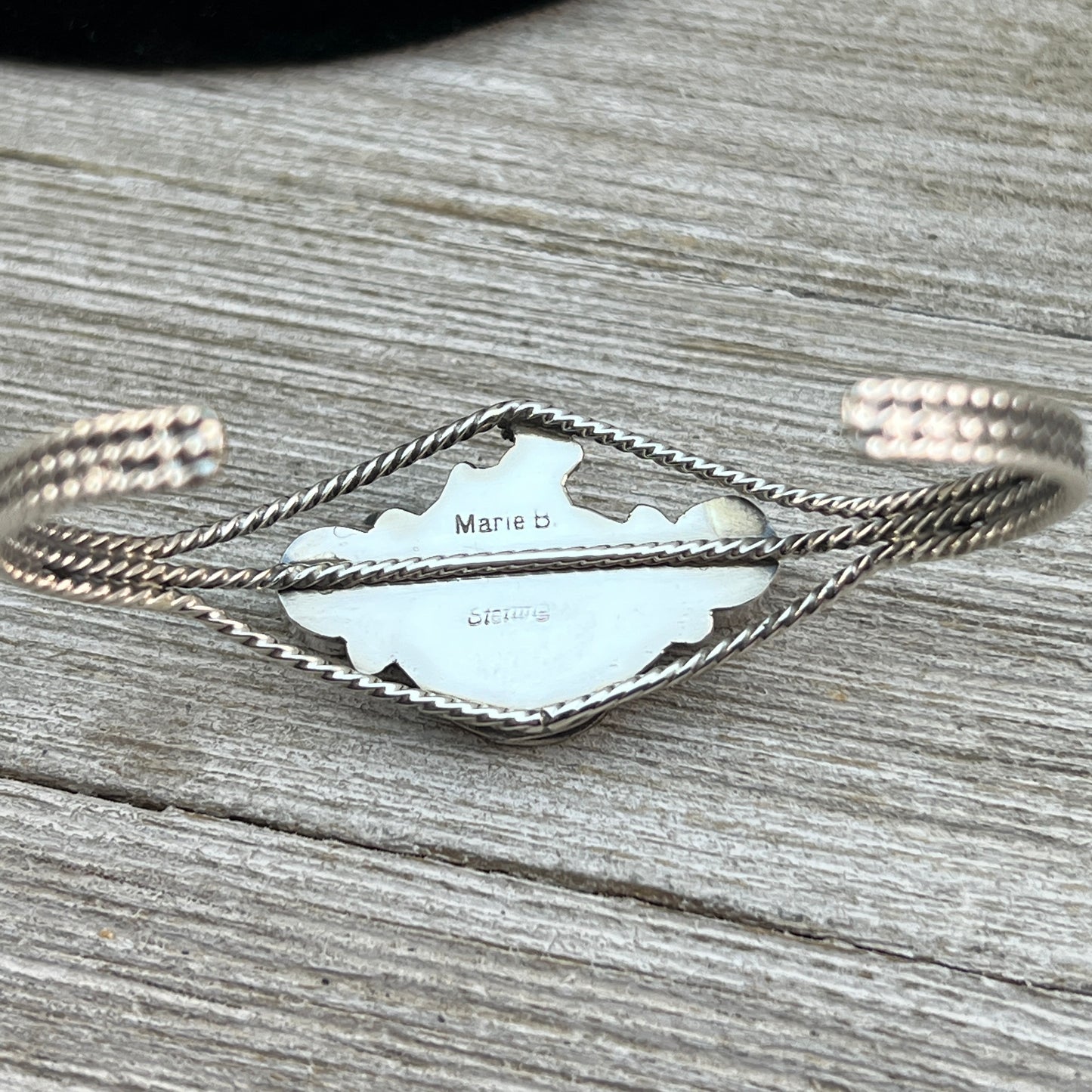 Barrel Racer Sterling silver turquoise cuff Bracelet Navajo handmade Marie Bahe 3