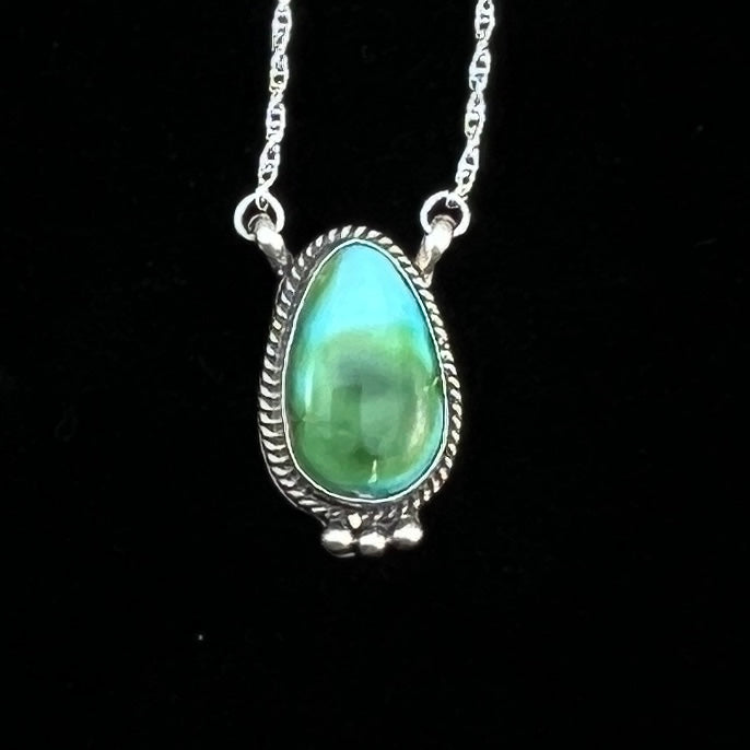 18 1/2" Sonoran Gold Turquoise Sterling silver Necklace Navajo handmade Sharon McCarthy