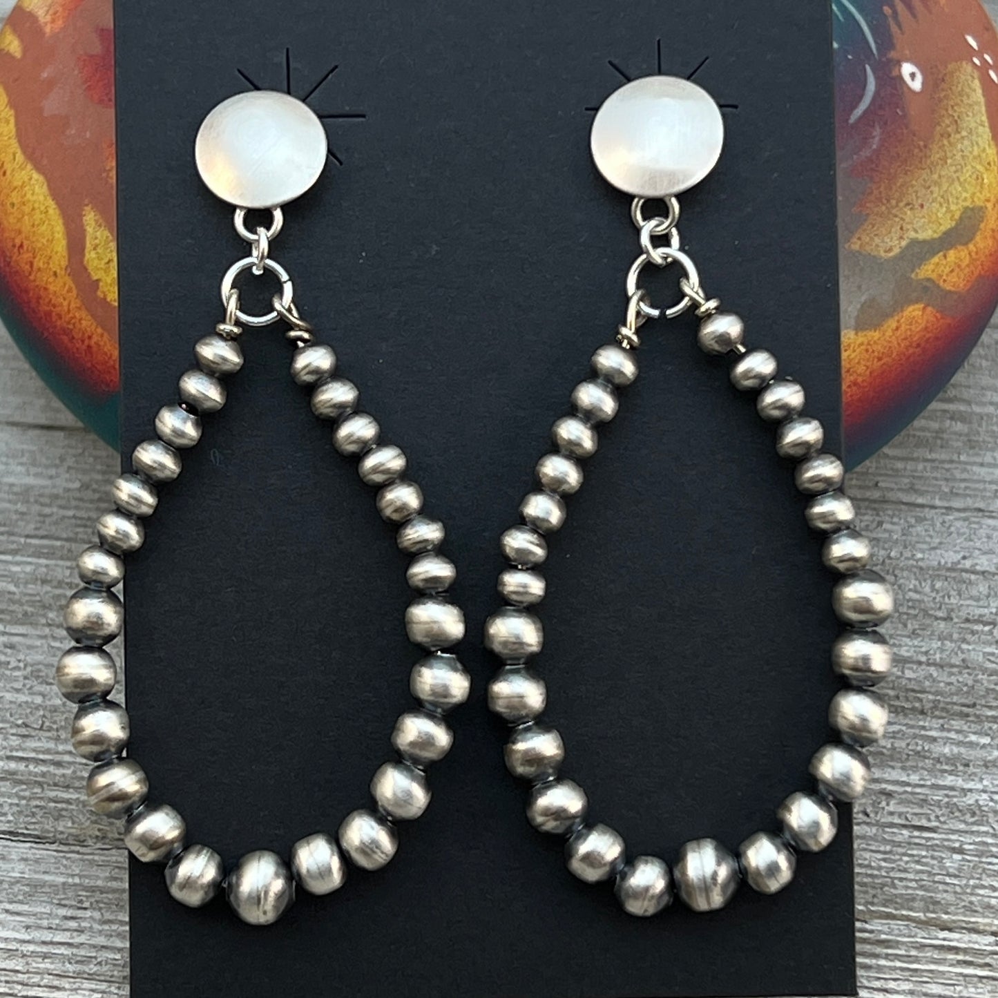 Sterling silver handmade Navajo Pearl Earrings, authentic Navajo handmade Dorinda Mariano