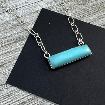 20" Small blue turquoise bar necklace Navajo handmade Arlene Lewis 3