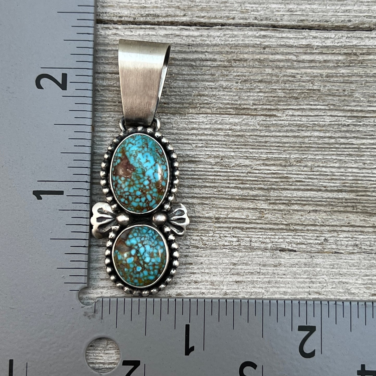 Natural Kingman Turquoise sterling silver pendant 7 Navajo Paul Livingston
