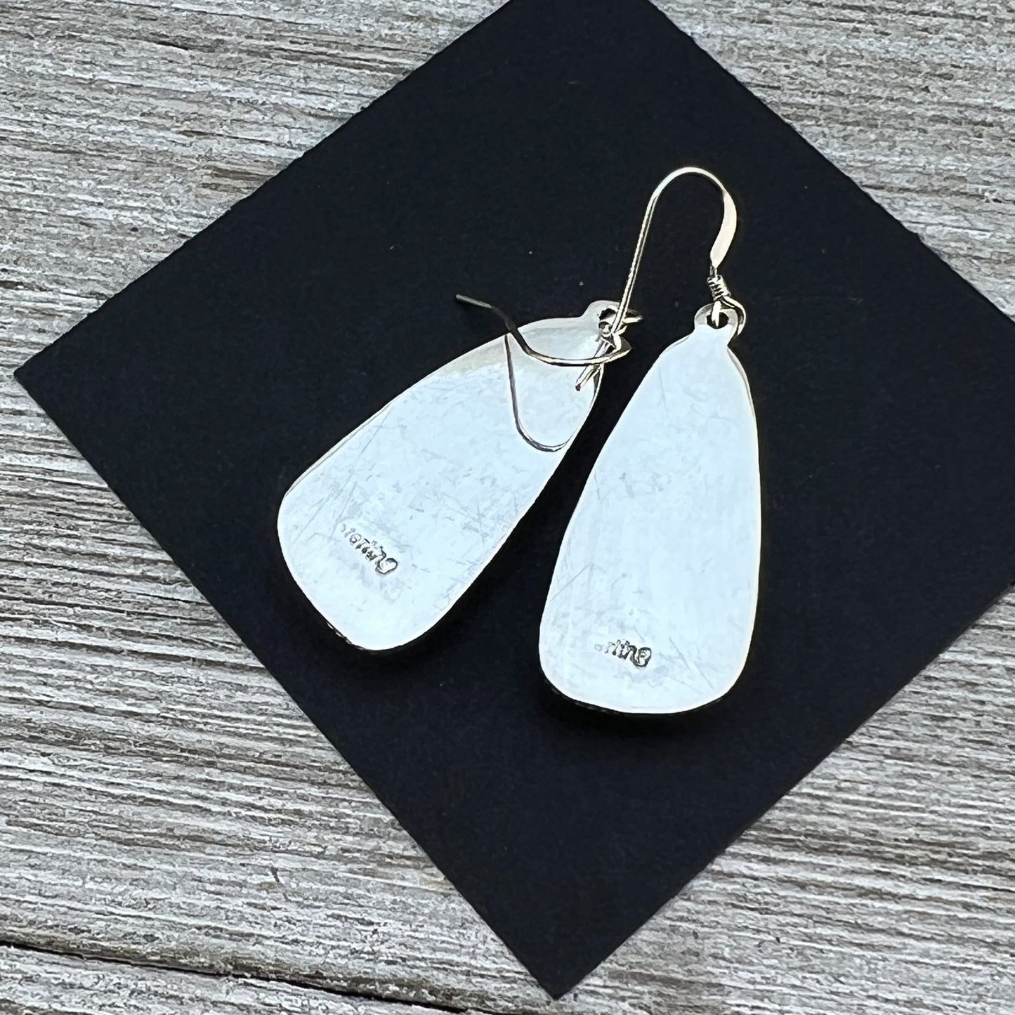 Simple Blue Campitos turquoise earrings Navajo handmade sterling silver, Sharon McCarthy