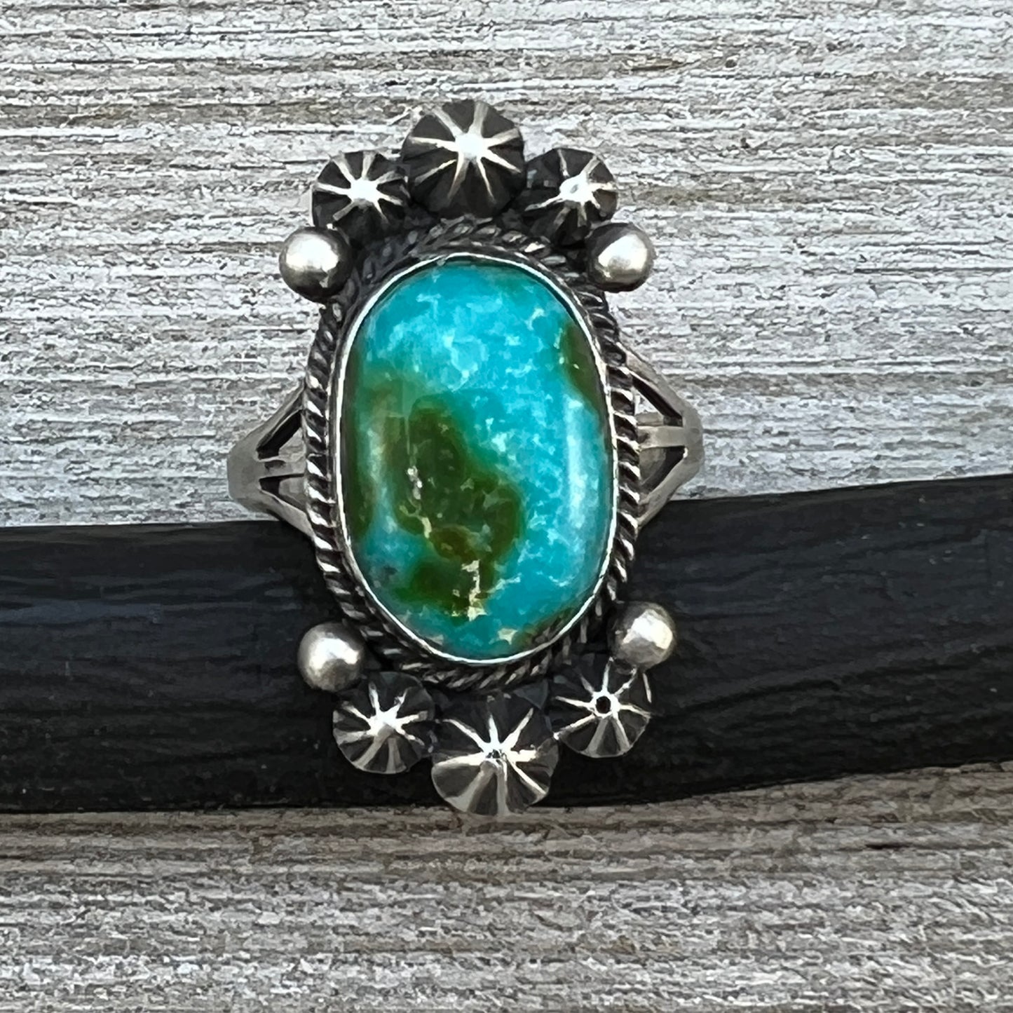 Size 8.5 Sonoran Gold turquoise sterling silver ring Maritta Benally 480