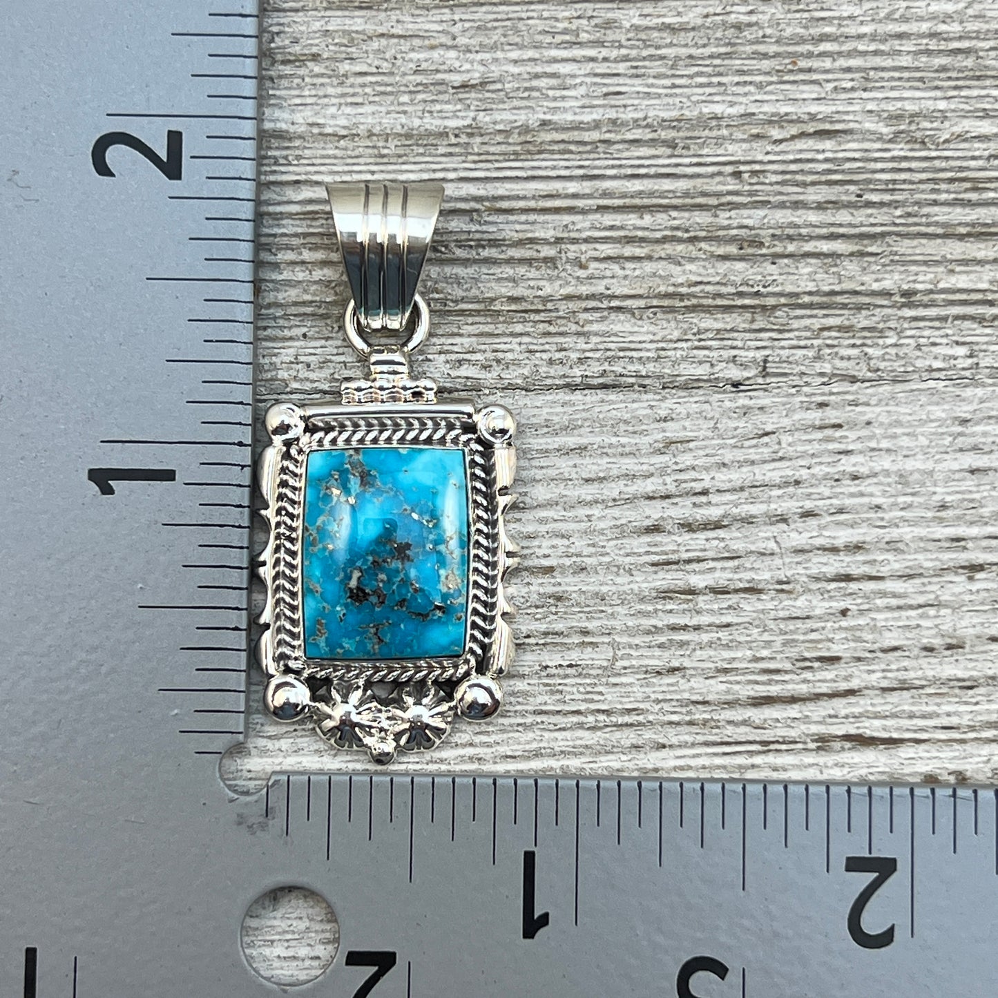 Blue Kingman Turquoise Pendant Navajo handmade Daniel Benally sterling silver